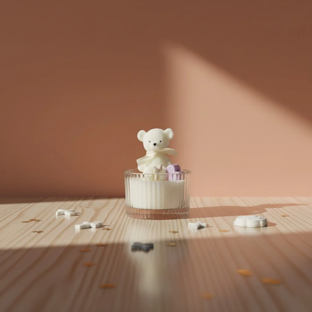 Vela Osito & corazón · Detalle para Comunión y Bautismo