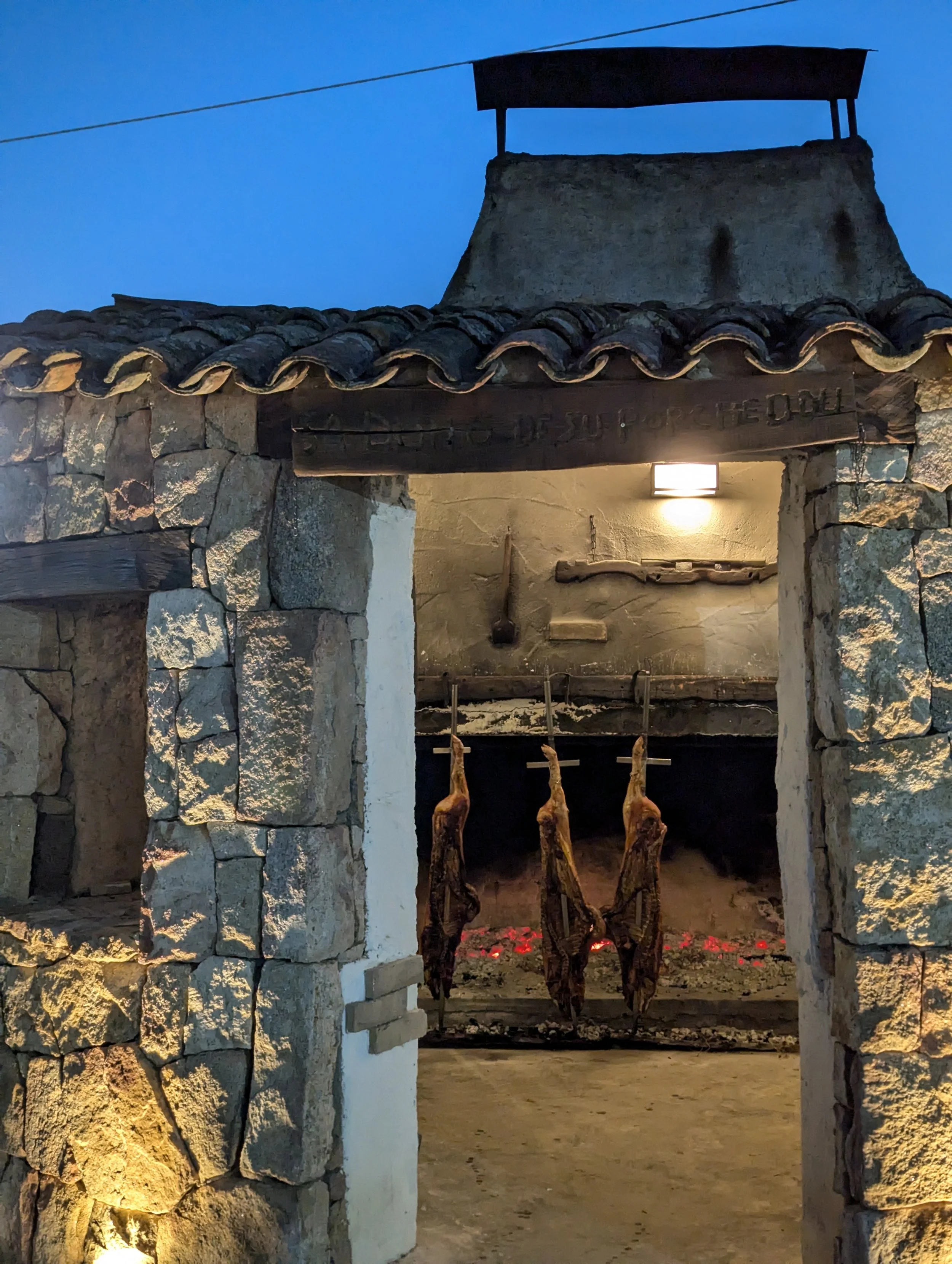Traditional roasting of meat in Sardinia
