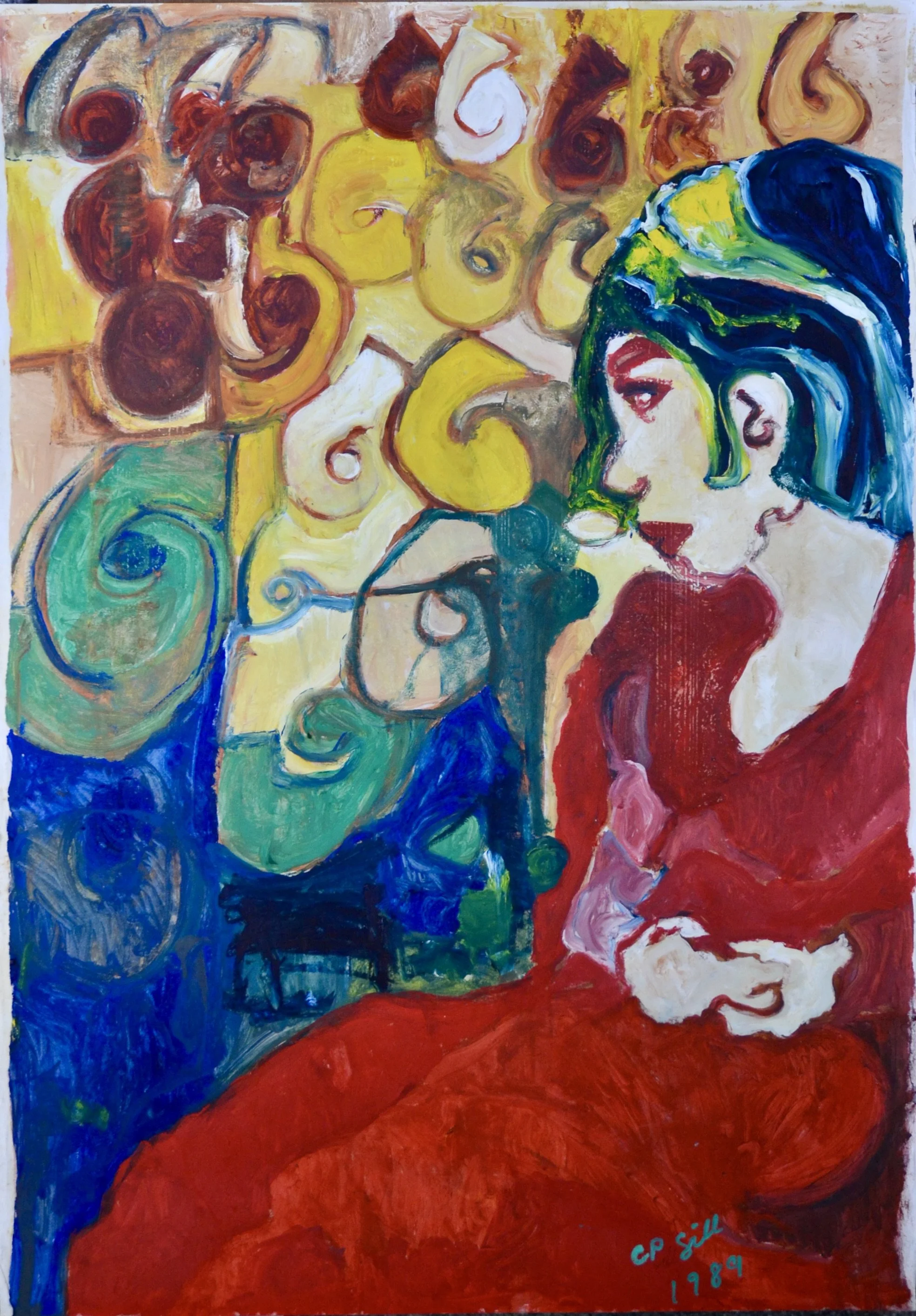 Works on Paper - Girl in red dress