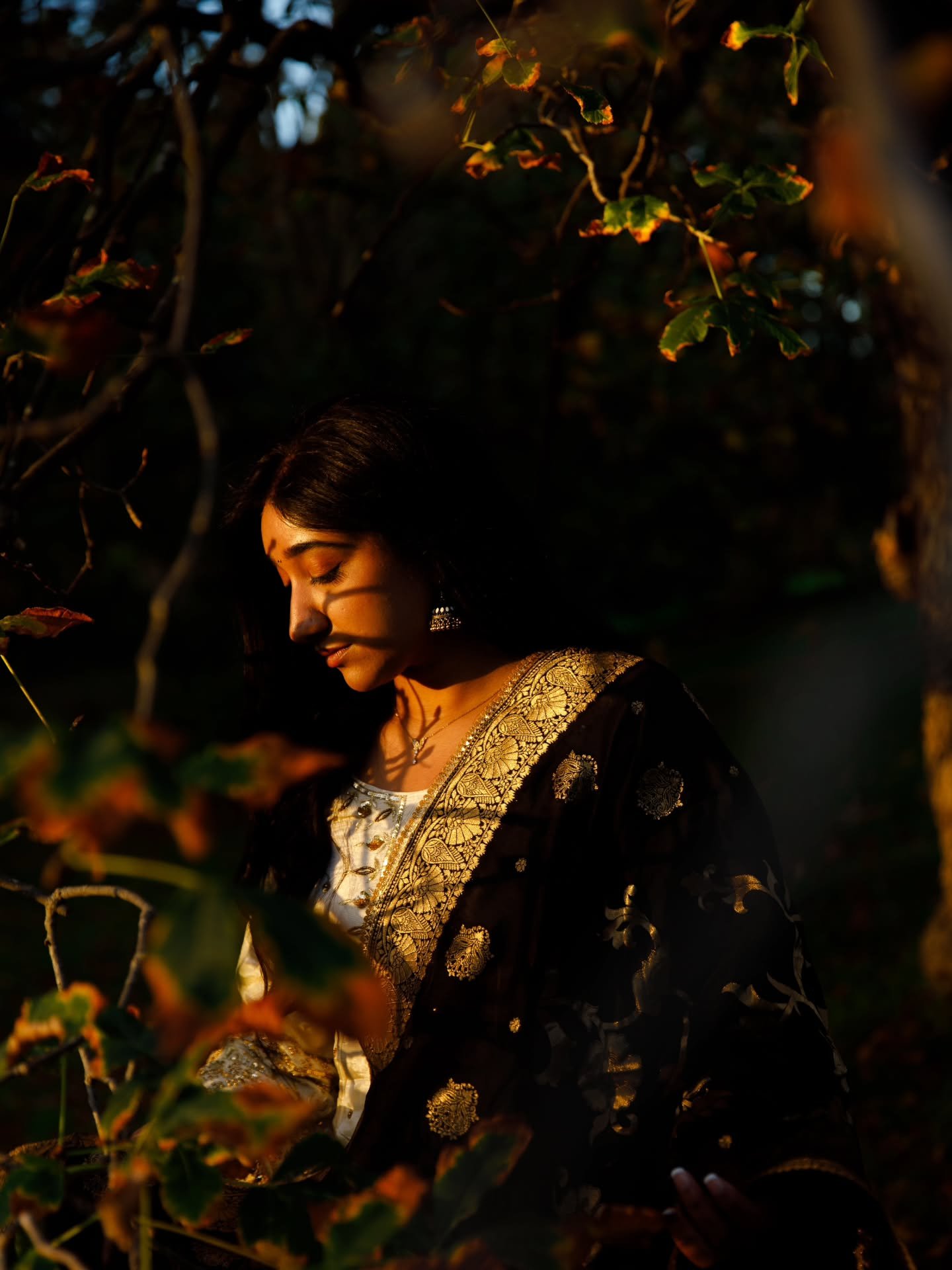 Loved by nature. 
Flower.
Sun.
Wind.
The elegance and beauty exists all around.
Up, down, left and right. 

Model @mehndi.by.neetu 

#portraitphotography #indiantraditionalwear&hearts;️ #sunkissed #shadowphotography
