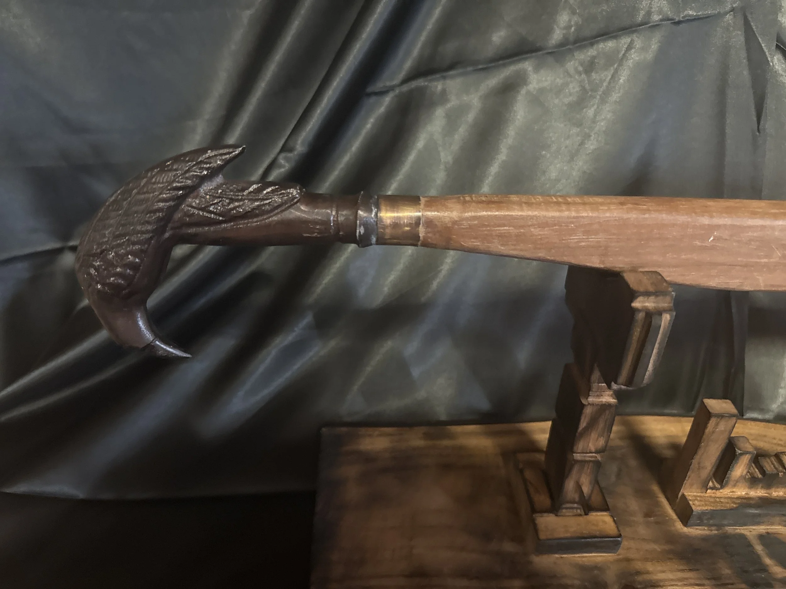 Dark Walnut Raven handle walking stick