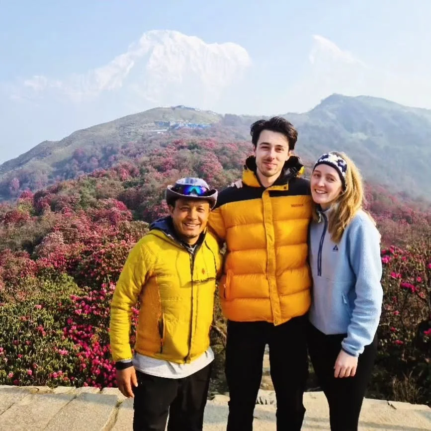 Our happy trekkers just finished the #mardihimaltrek ! They had a fantastic time with rhododendrons blooming beautifully 🌺 and stunning views of the Annapurna mountain range. 
Looking to experience the Mardi Himal yourself? We can create a custom it