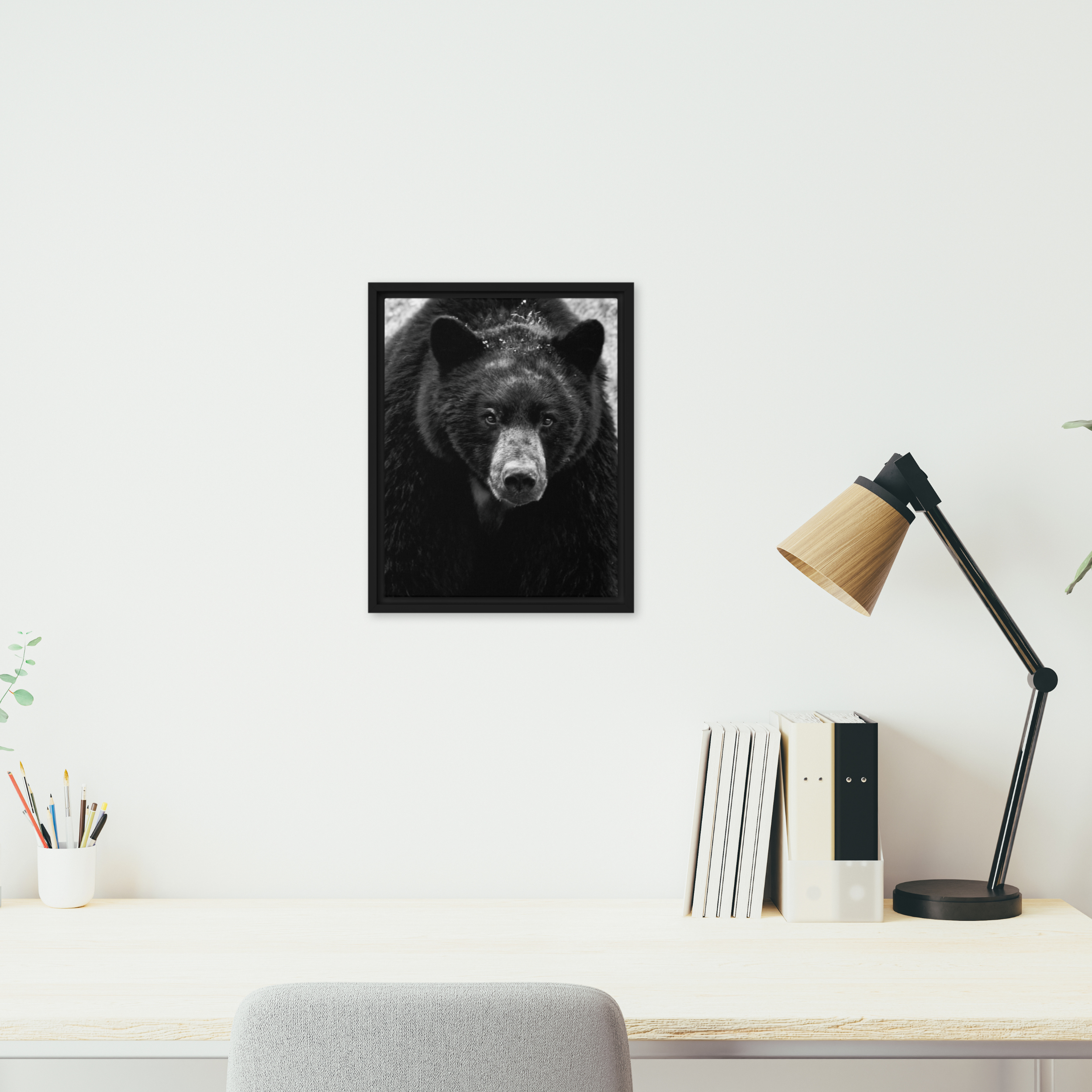 The Noble Bear: A Black Bear Portrait Framed Canvas