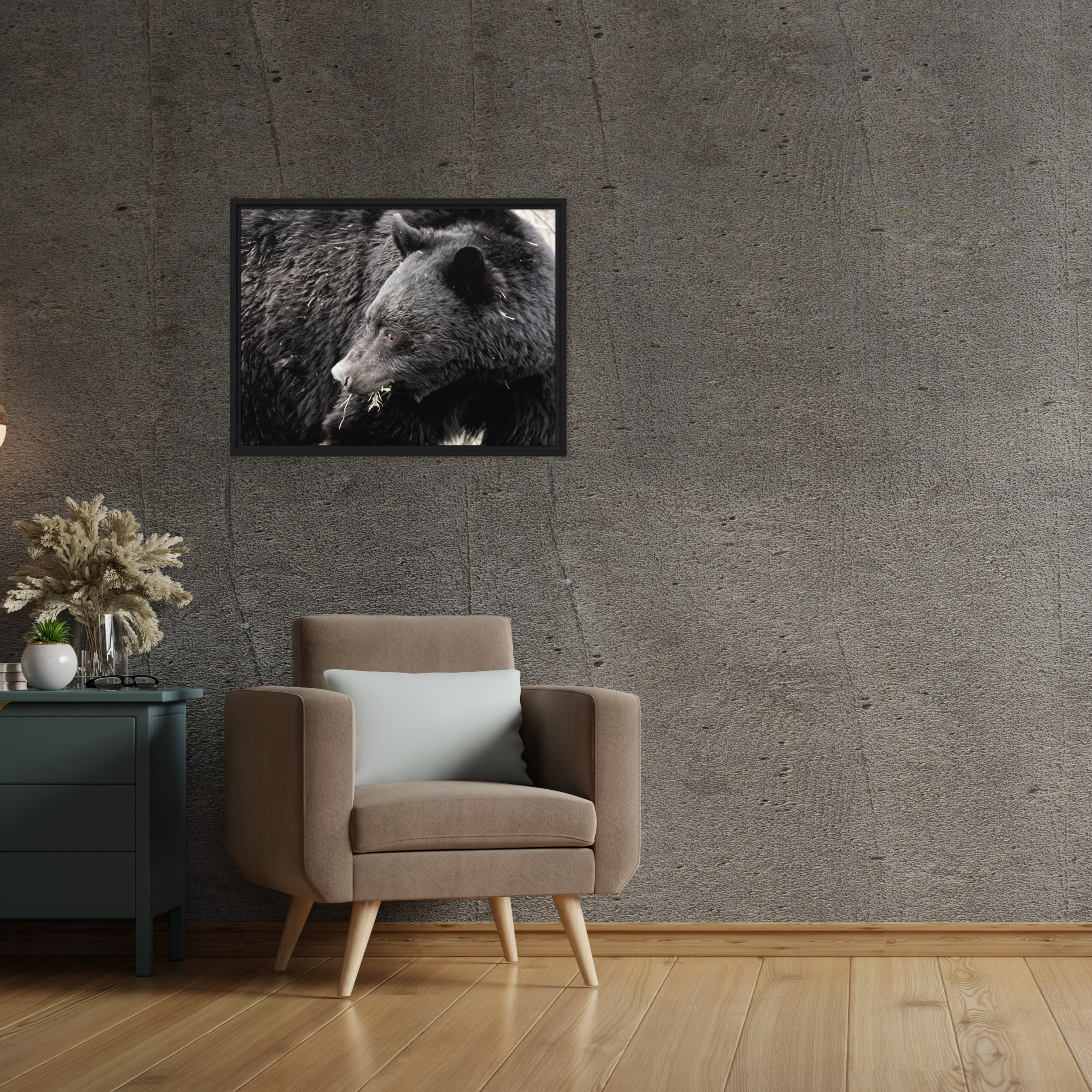 Black Bear Reverie: A Moment of Wilderness Framed Canvas