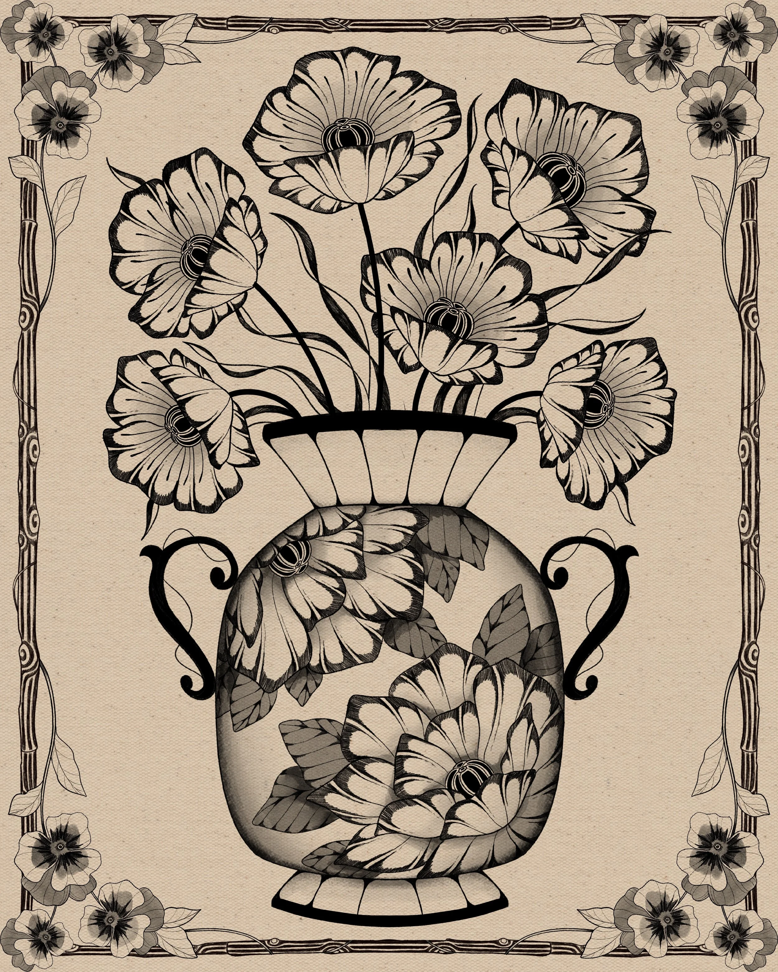 Peonies & Poppies Vase