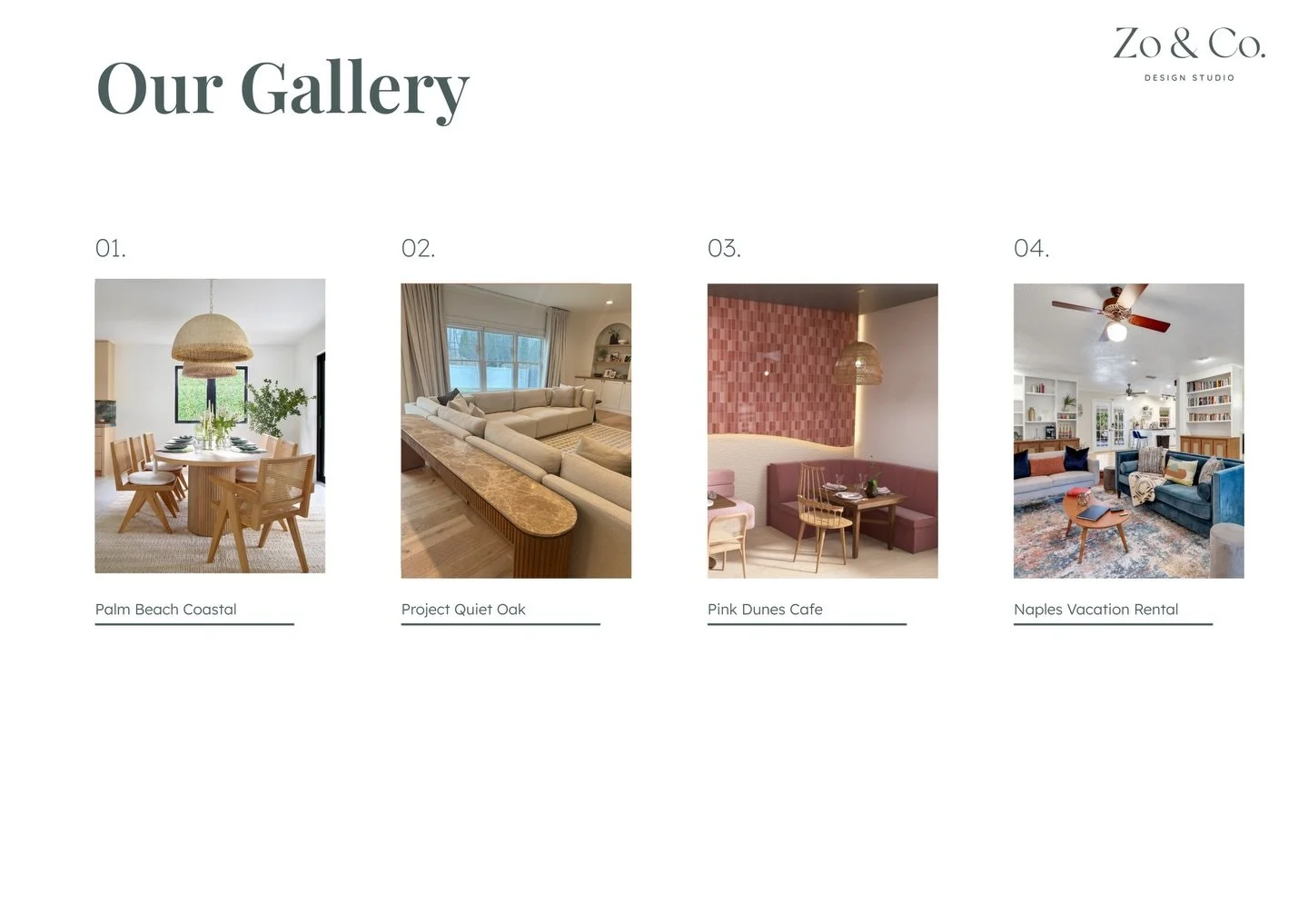 Four projects with four completely different stories! One thing in common, every space was designed around the people who live (and gather) in it. 🤍

This is what we do at Zo &amp; Co., and we&rsquo;d love to do it for you next!

DM us or tap the li