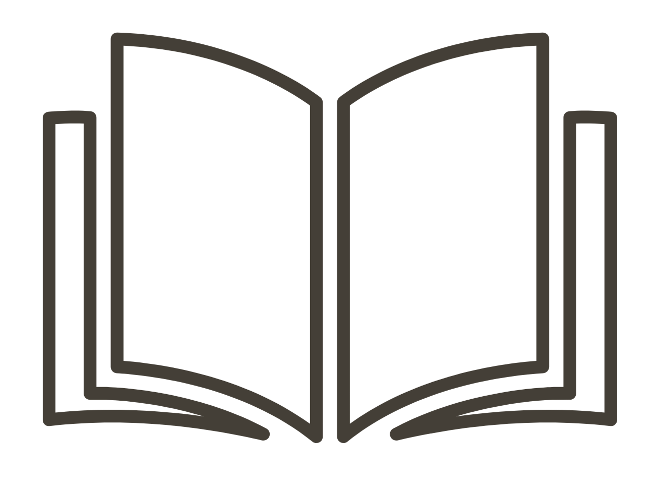 Outline icon of an open book or magazine.