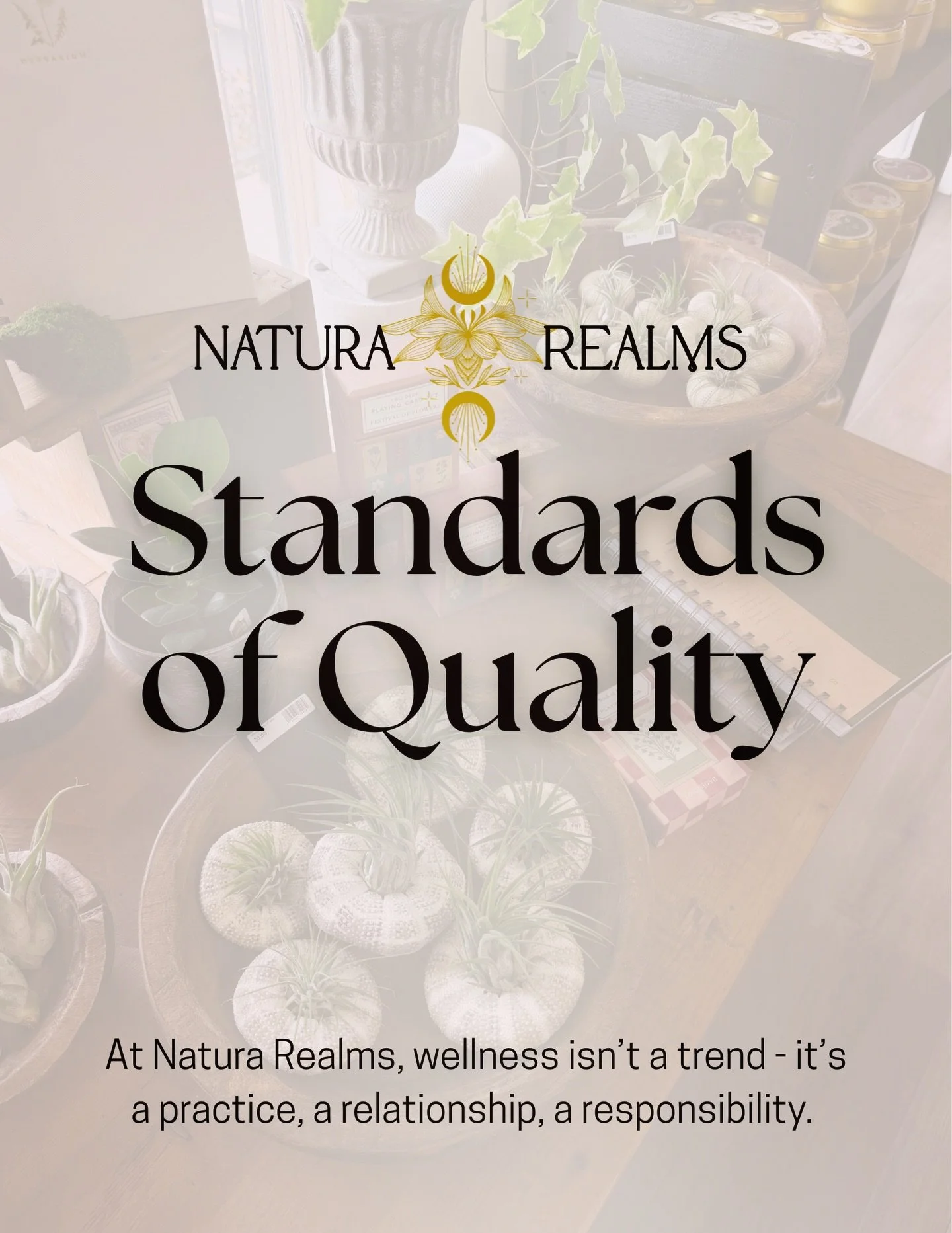 🌿&nbsp;Our Standard of Care&nbsp;
At Natura Realms, wellness is not a trend - it is a relationship built on integrity, purity, and deep respect for both body and earth. Every product is intentionally chosen, thoughtfully vetted, and aligned with nat