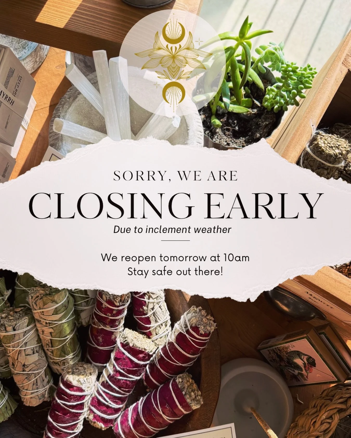 We will be closing early today due to SNOW! Stay safe and cozy and we will see you tomorrow. ❄️