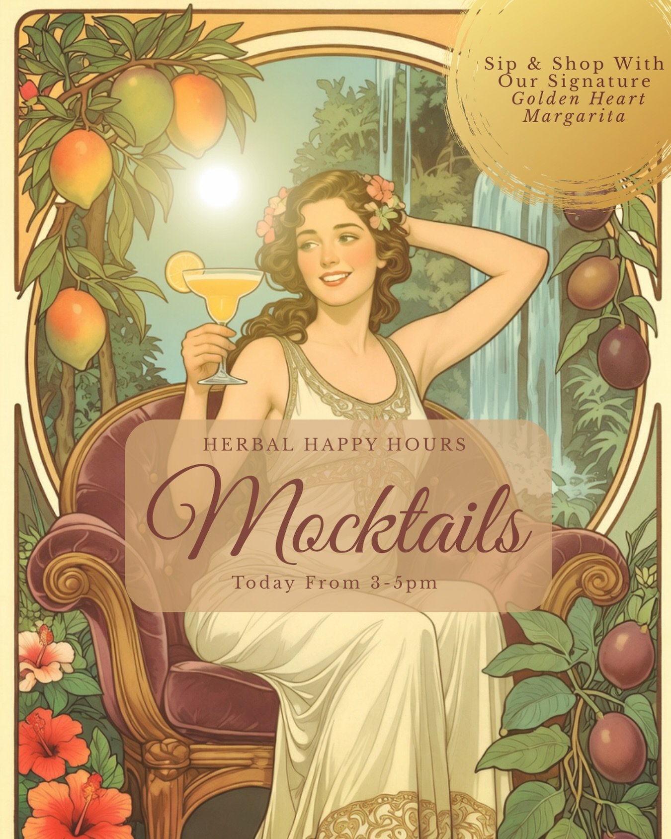 This afternoon&rsquo;s pour is something truly special&hellip; ✨🥭🌿

Introducing our Golden Heart Margarita&mdash;a vibrant, heart-opening blend of hibiscus, rose, and tulsi, infused and shaken with lush mango, bright passionfruit-citrus, a squeeze 