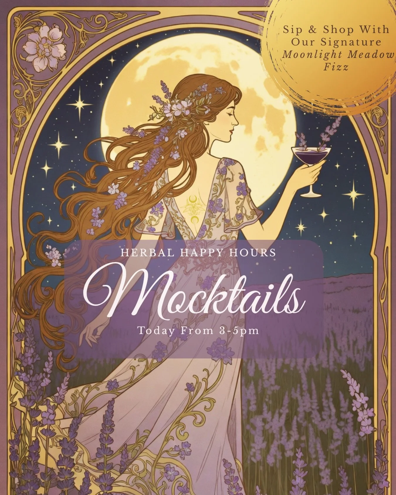 Today&rsquo;s Herbal Happy Hours Mocktail: Moonlight Meadow Fizz ✨🫐

A sparkling blend of blueberry, lavender, lemonade, and crisp birch sap topped with our botanical lavender sugar rim.

Softly floral. Brightly uplifting. Made for slow sipping whil