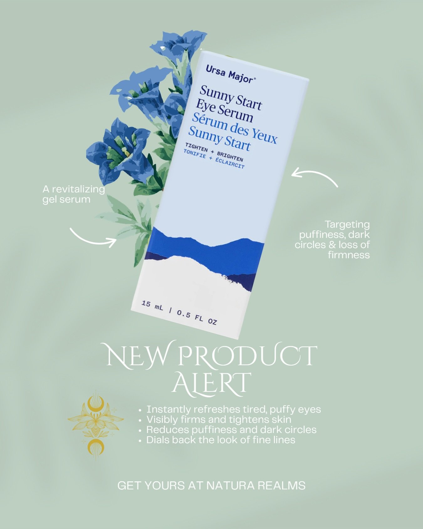 Bright eyes, naturally. ✨

New at Natura Realms &mdash; the Ursa Major Sunny Start Eye Serum has officially arrived. This lightweight, glow-boosting eye serum is designed to help visibly brighten, hydrate, and refresh tired-looking eyes with a though