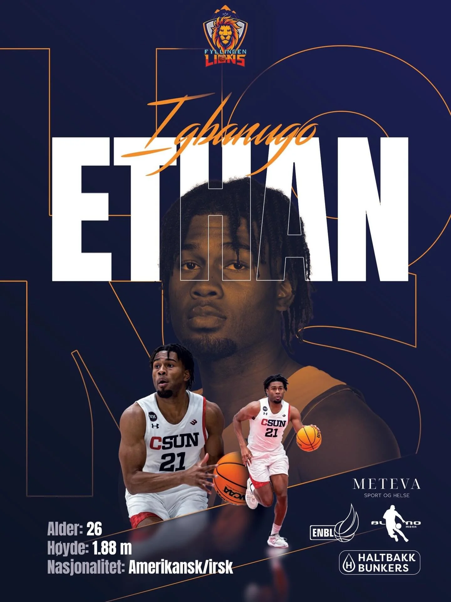 Fyllingen Lions &oslash;nsker Ethan Igbanuga velkommen!🔥 

Vi gleder oss til &aring; se deg i aksjon i ENBL-kampen onsdag og i v&aring;re kommende hjemmekamper. Det er bare &aring; vente spent - denne skarpskytteren bidra med energi, intenst forsvar