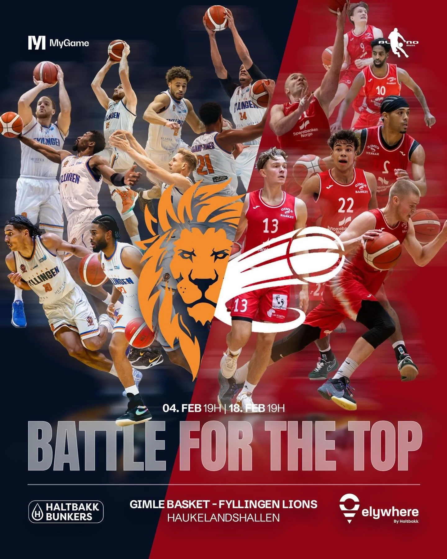 Battle for the top fortsetter 18. februar! Det blir igjen toppoppgj&oslash;r og lokaloppgj&oslash;r n&aring;r @fyllingenlions og @gimle_basket braker sammen i Haukelandhallen kl. 19.00🔥🔥

Etter hver sin seier gjelder det virkelig &aring; vinne for 