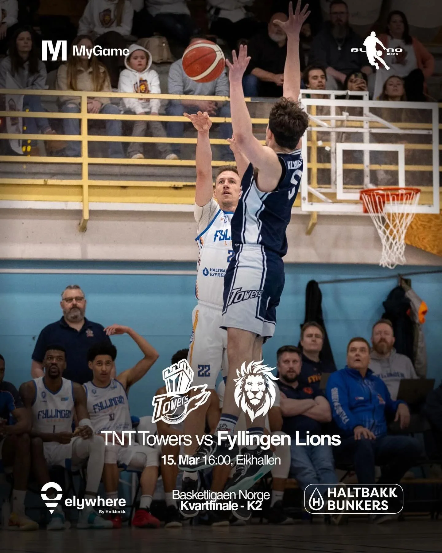 Sluttspillet fortsetter: Fyllingen Lions m&oslash;ter TNT Towers for 2. kvartfinalekamp s&oslash;ndag kl. 16.00 i Eikhallen 🔥

Bli med &aring; heie p&aring; norsk basket!🏀

Ikke i T&oslash;nsberg, fortvil ikke - se kampen p&aring; @mygame.no! 

#fy