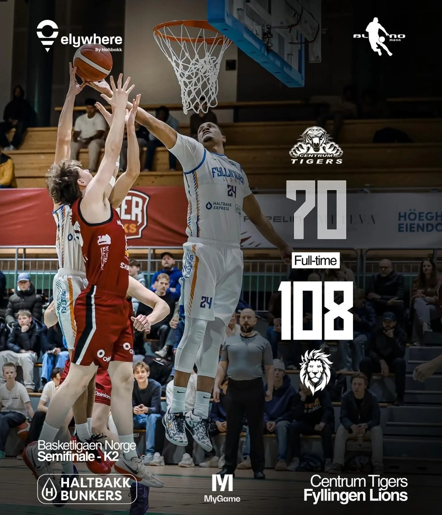Lions sikret seg sin 2. andre seier i semifinalene🦁🔥 Takk for kampen @centrumtigers🙌

Neste kamp er p&aring; tirsdag kl. 17.00 i Fyllingsdalen idrettshall.

📸 @by.wilhelmine

#fyllingenlions #blno #centrumtigers @basketligaen
