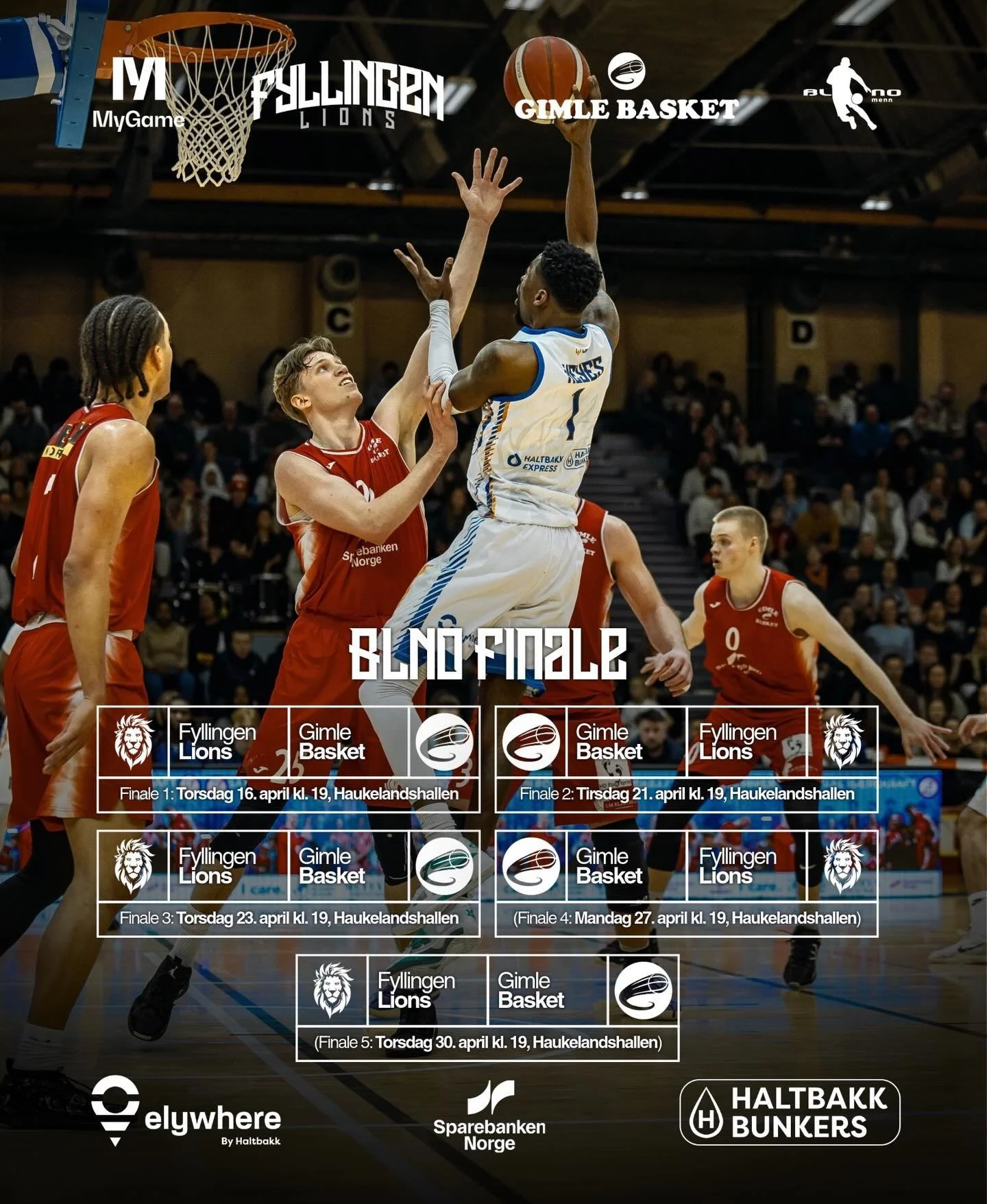 Finalene g&aring;r i Haukelandshallen i Basketbyen Bergen - f&oslash;rste kamp er 16. april kl. 1900🔥 Sett av datoene og bli med oss p&aring; basketfest 🏀

Ikke i byen - se kampene p&aring; @mygame.no 

📸 @by.wilhelmine