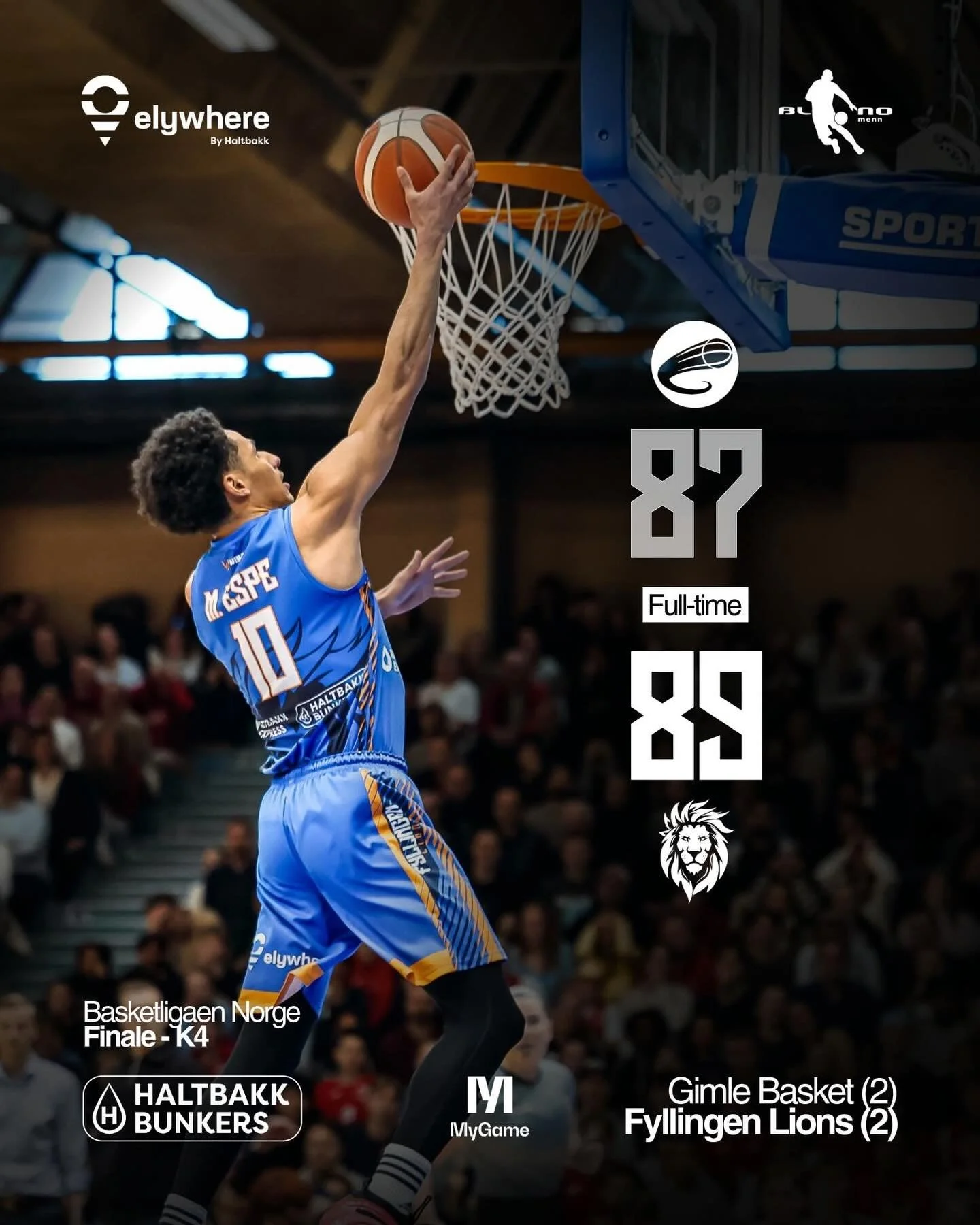 Fyllingen Lions er ett stort steg n&aelig;rmere et threepeat &ndash; takk til alle i Lions-familien som heier oss frem til seier. Vi gleder oss til &aring; se dere p&aring; torsdag kl. 19.00 i Haukelandhallen 🦁🔥