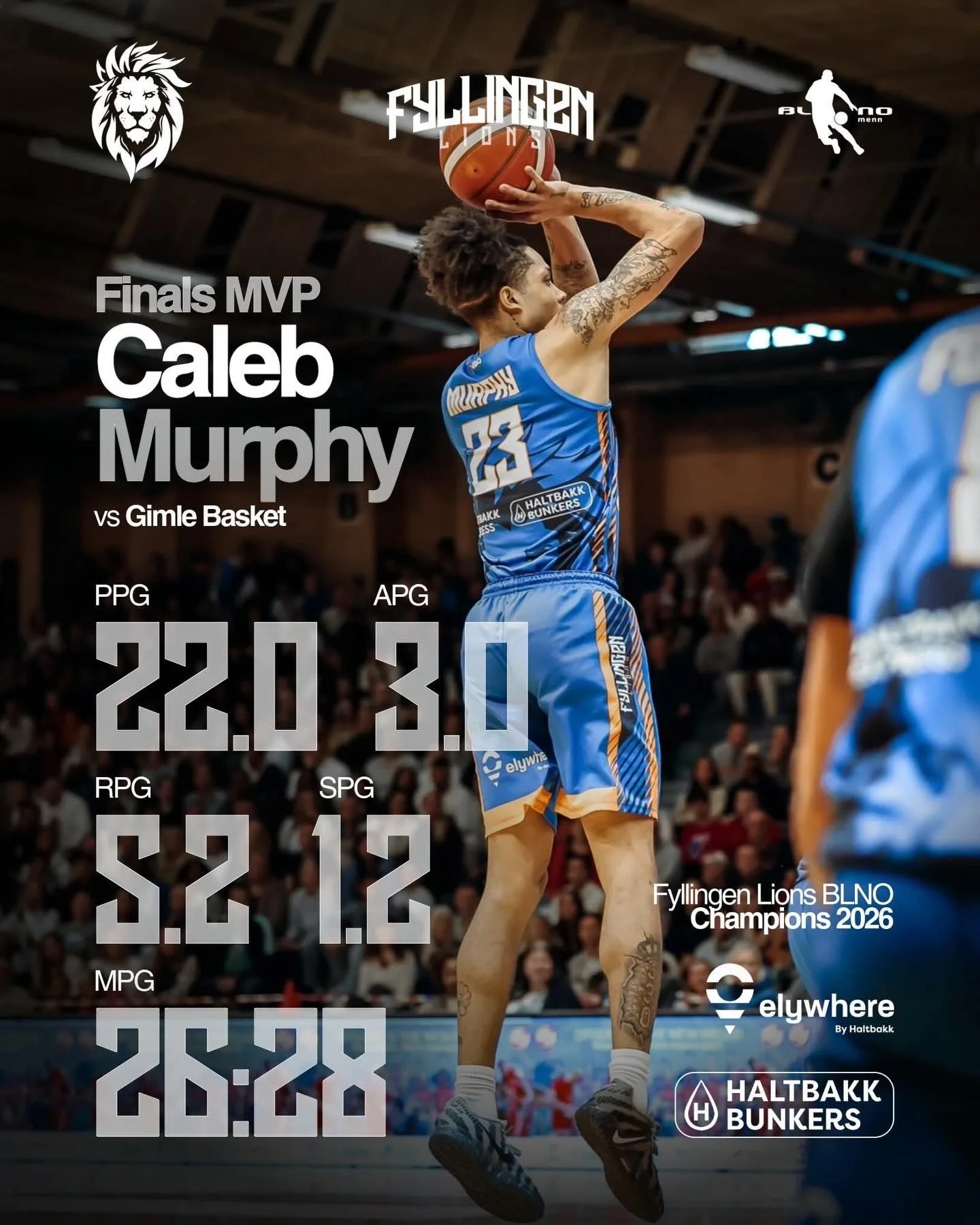 Congratulations to MVP Caleb Murphy🏆🙌

Foto: @by.wilhelmine 

#fyllingenlions #finals #mvp #threepeat