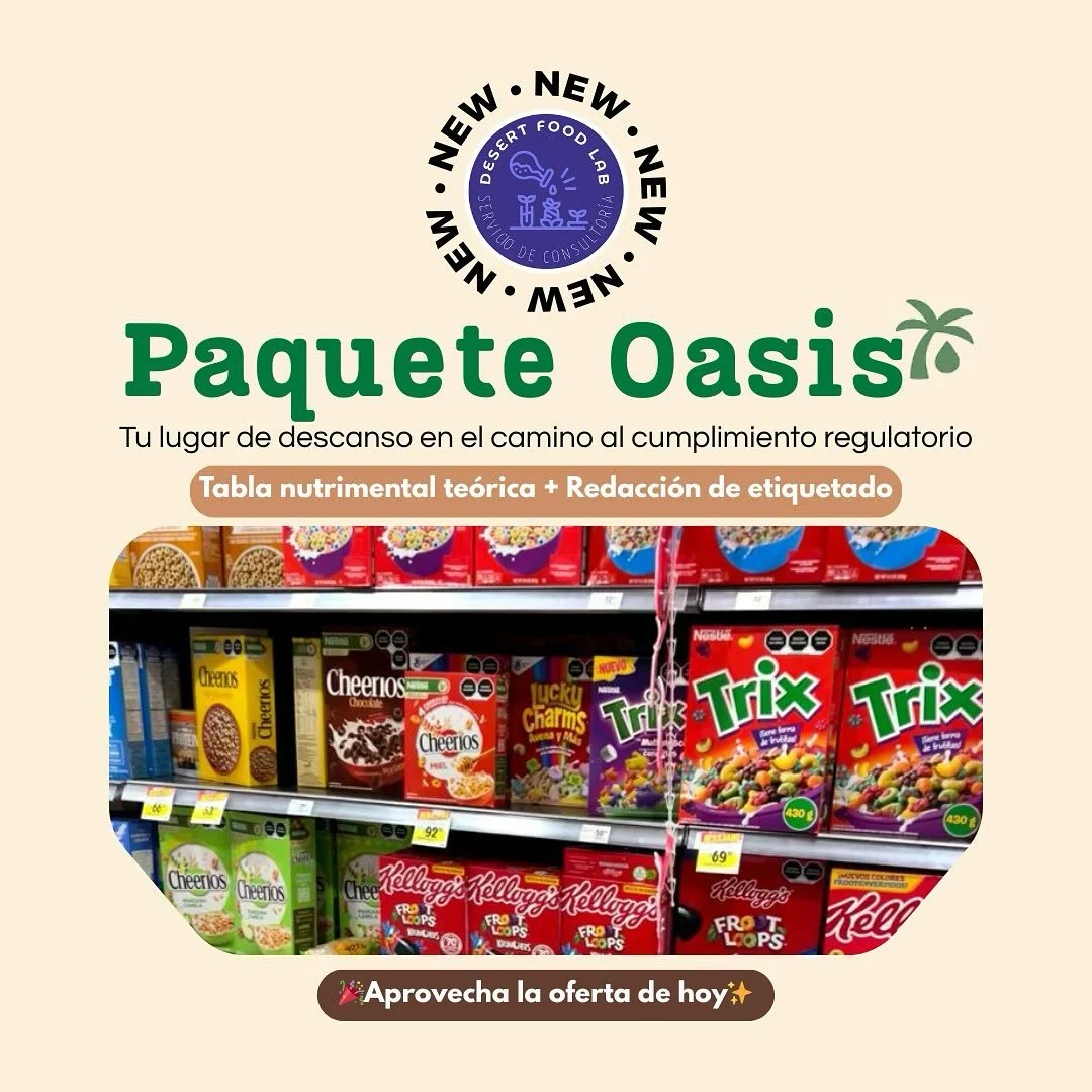 ✨🌴 Paquete Oasis: tu lugar de descanso en el camino al cumplimiento regulatorio 🌴✨
En un mercado lleno de retos y normas que parecen un desierto, Oasis es la soluci&oacute;n integral que estabas buscando:
✔️ Tabla nutrimental te&oacute;rica
✔️ Reda