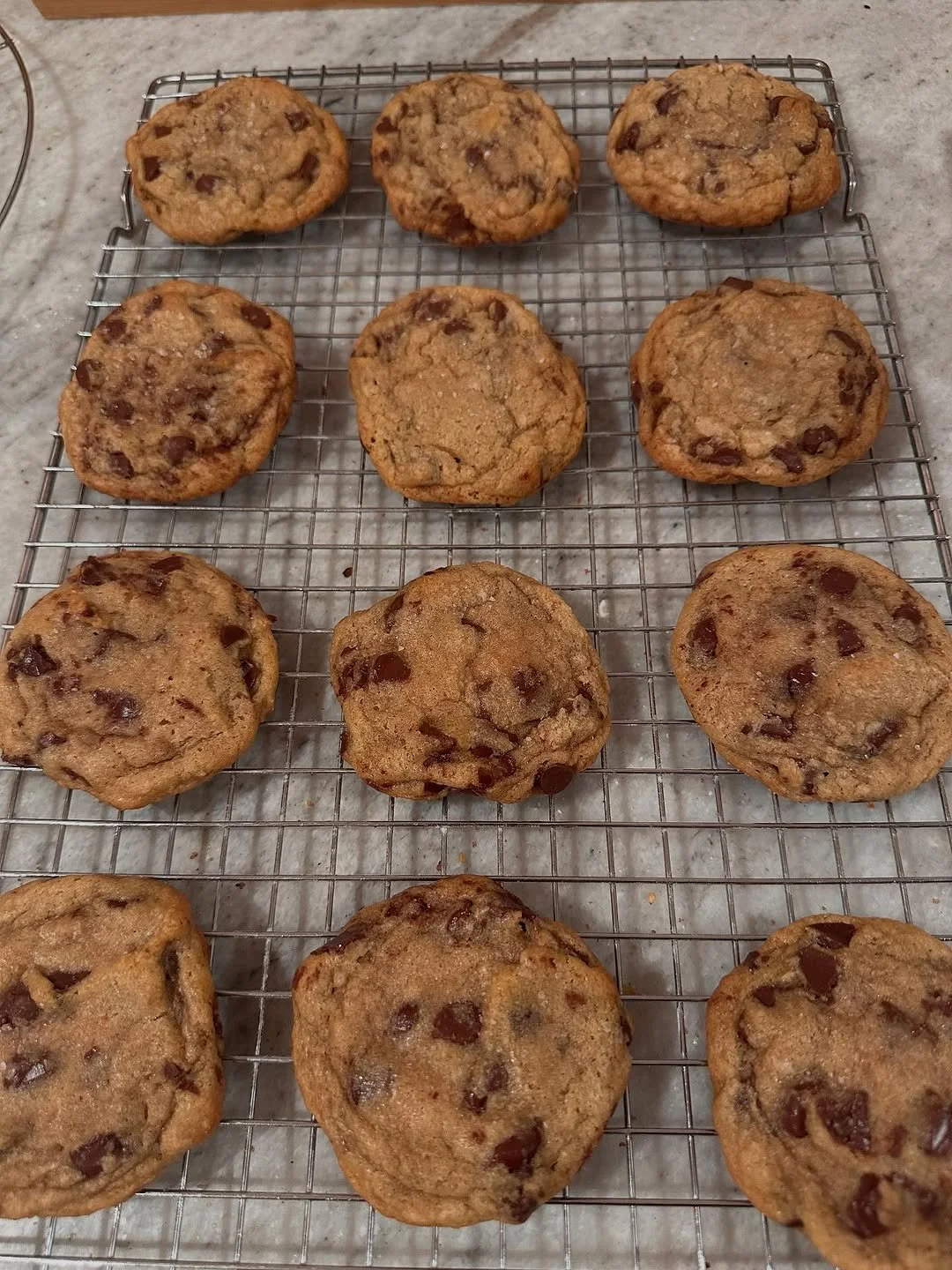 Fresh baked chocolate chip cookies cooling at Ocean Brew Co