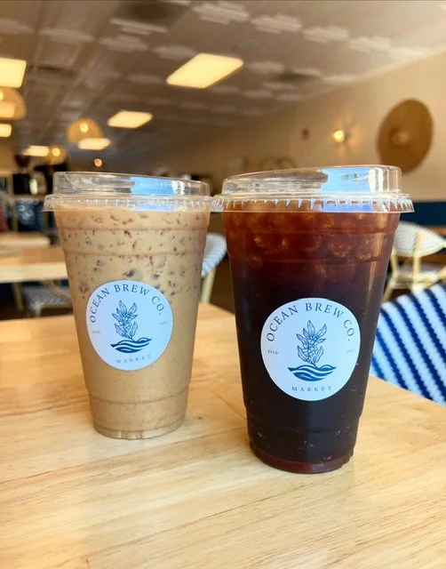 Iced latte and cold brew coffee at Ocean Brew Co Ocean Township NJ