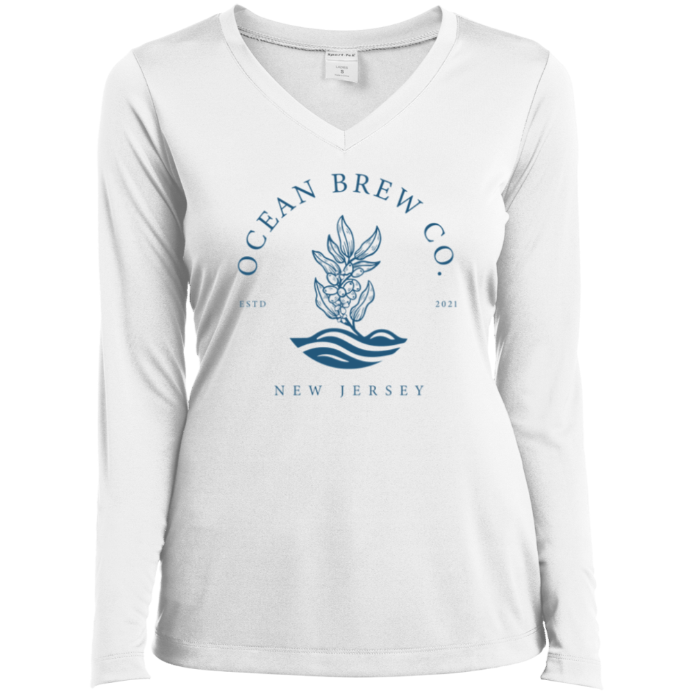Fitted Ocean Brew Co branded women’s long sleeve tee