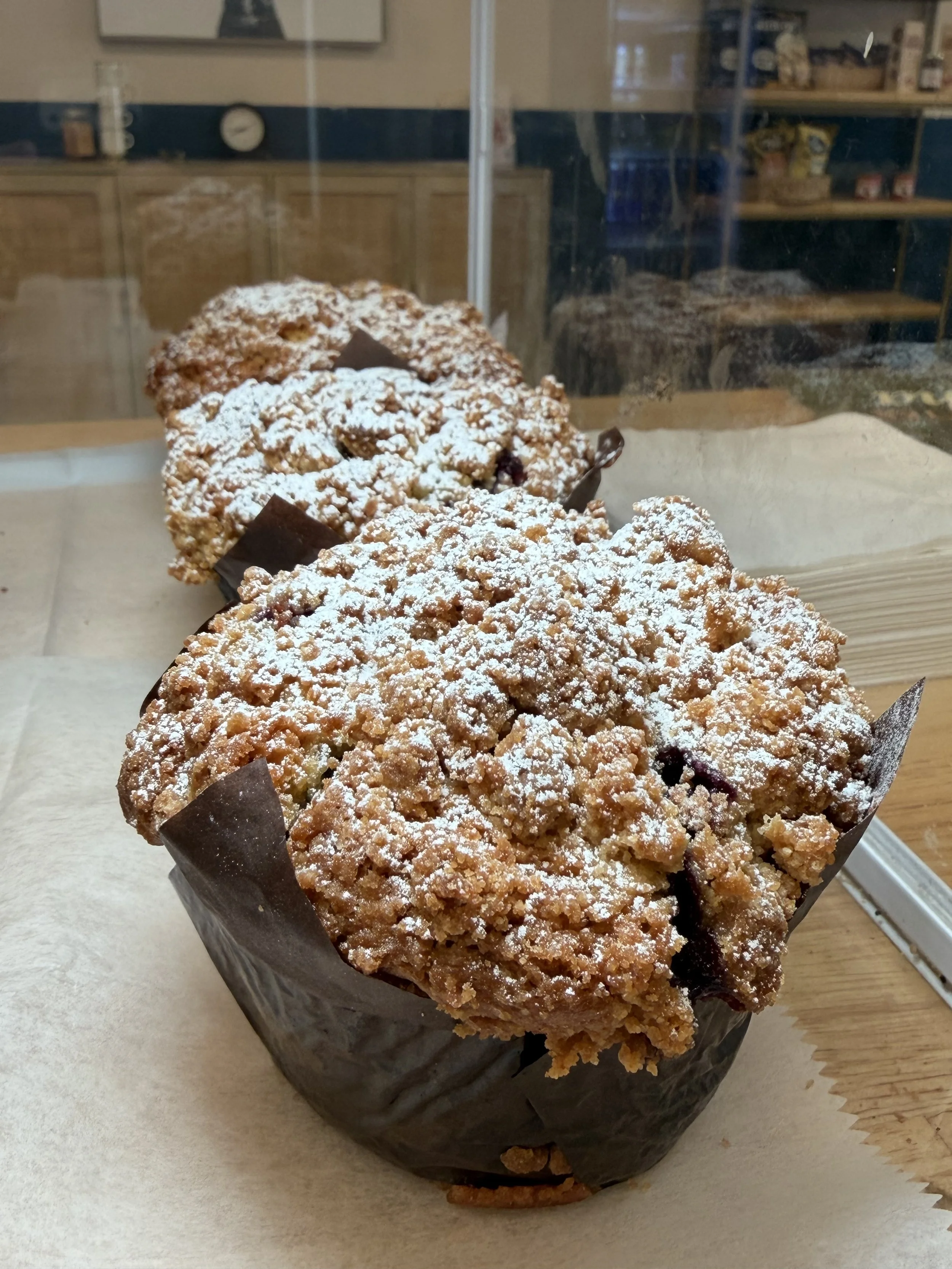 Fresh blueberry muffins at Ocean Brew Co in Ocean Township NJ