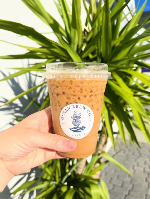 Iced latte from Ocean Brew Co coffee shop in Ocean Township NJ
