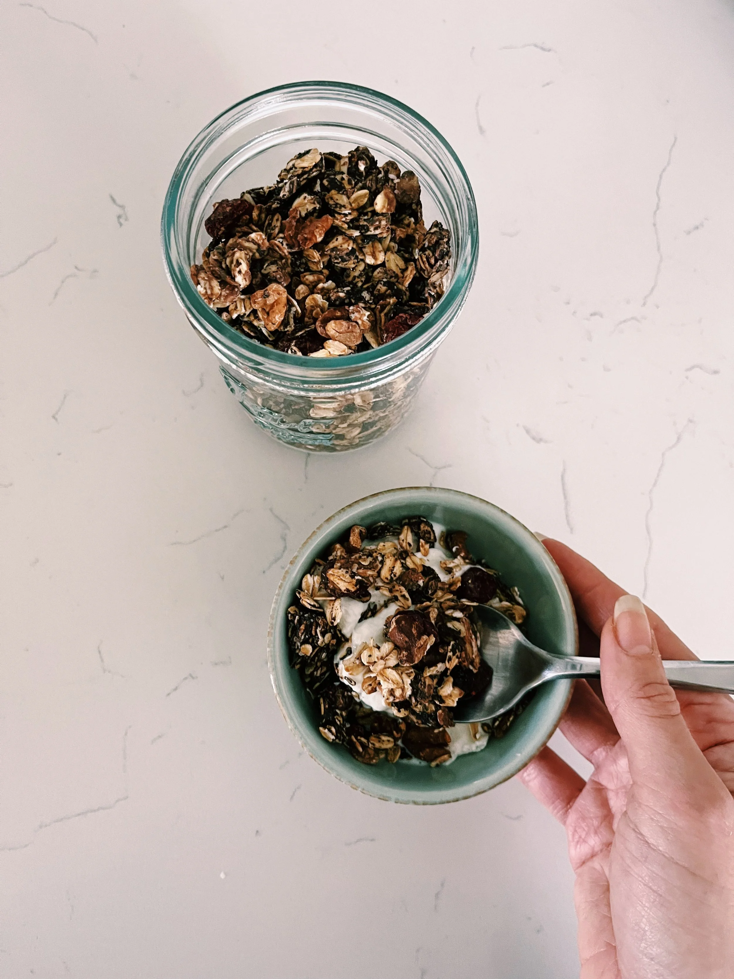 Chocolate Peanut Butter Granola with Dried Fruit