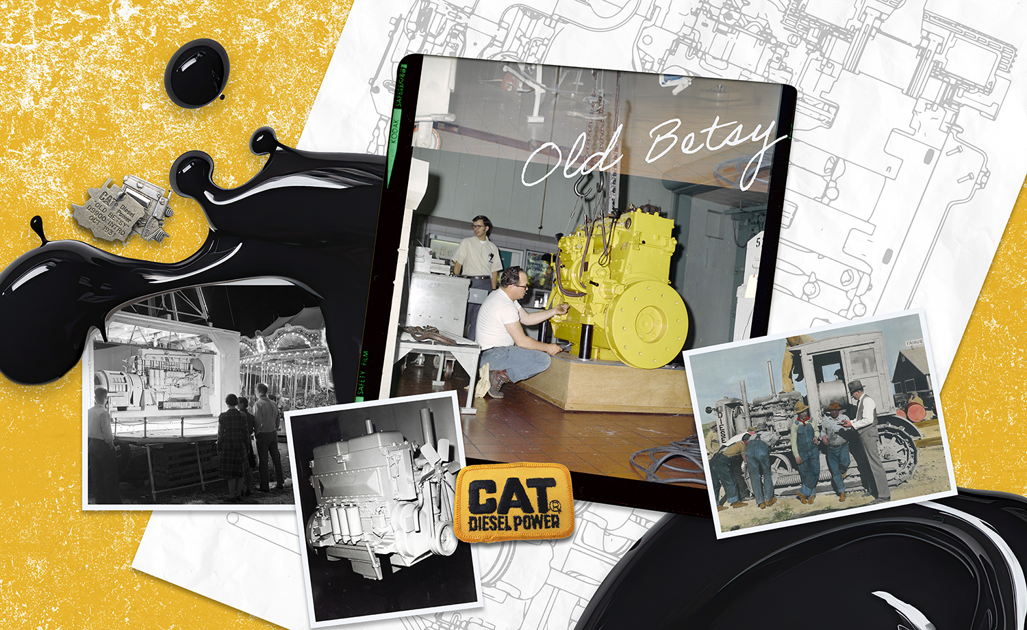 “Old Betsy”was the nickname given to the hand-built prototype of Caterpillar’s first diesel engine model, the D9900. 