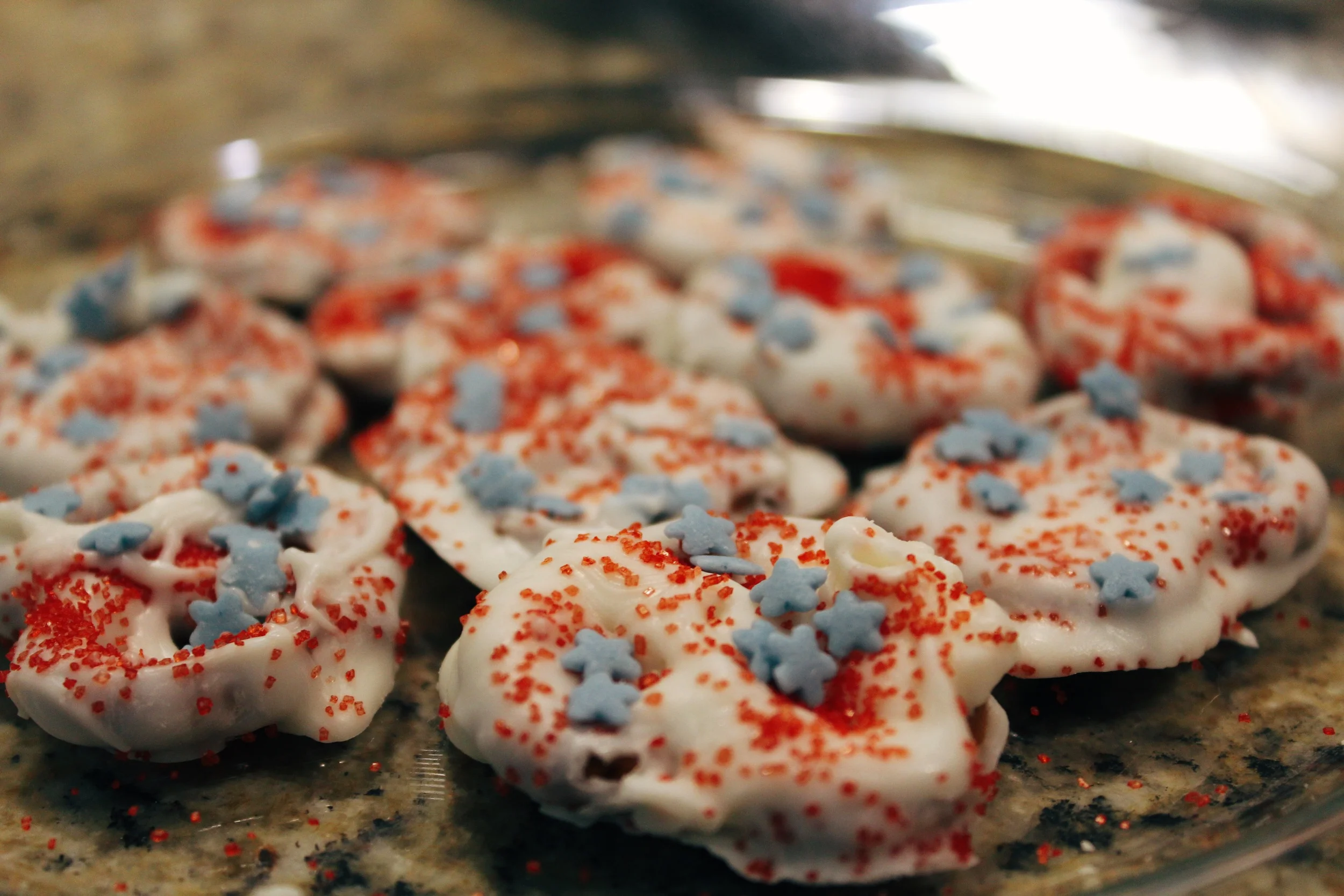 red, white, and blue