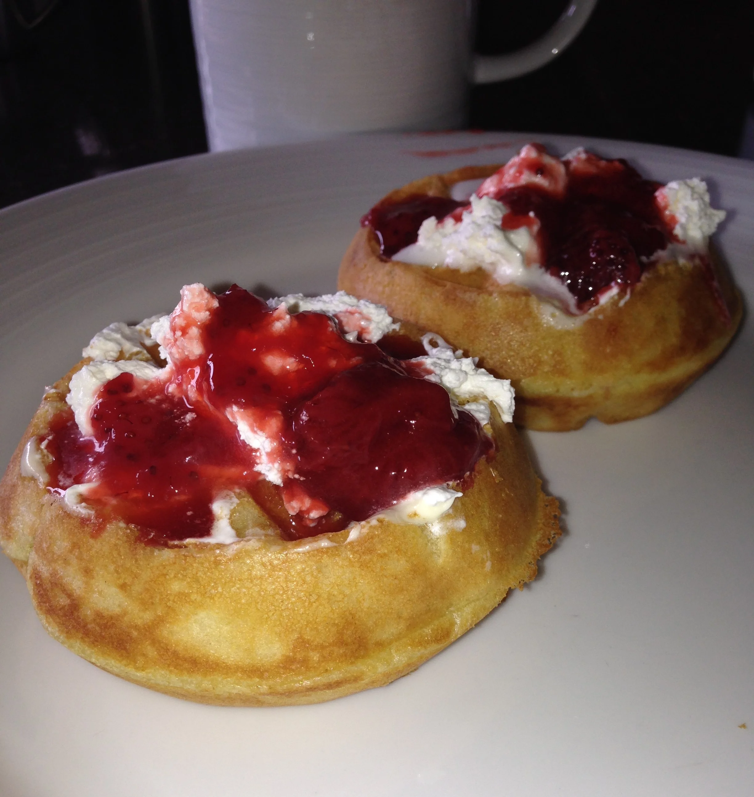 strawberries and cream and waffles