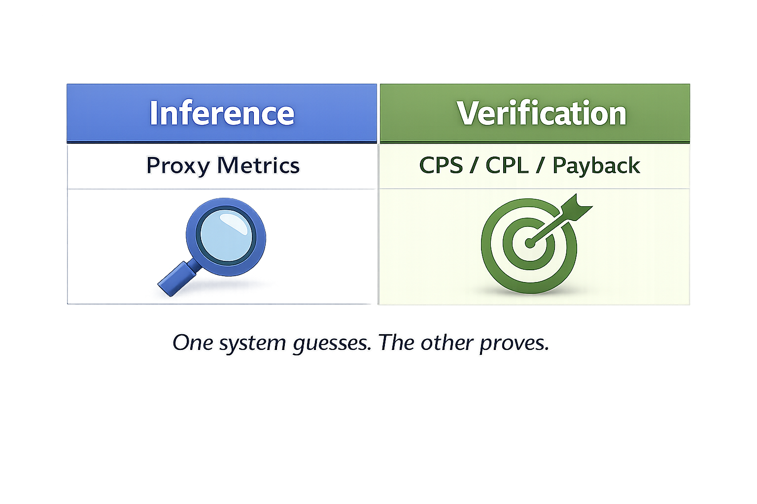Quote graphic stating that optimization without economics is meaningless and that direct response reveals real business results