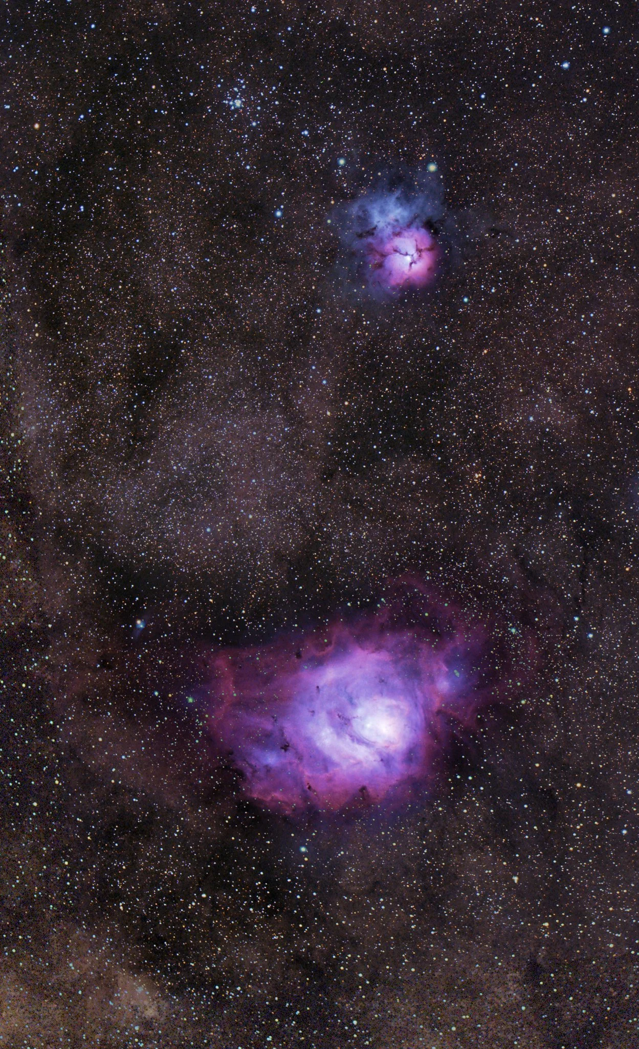 The Trifid and Lagoon Nebulae