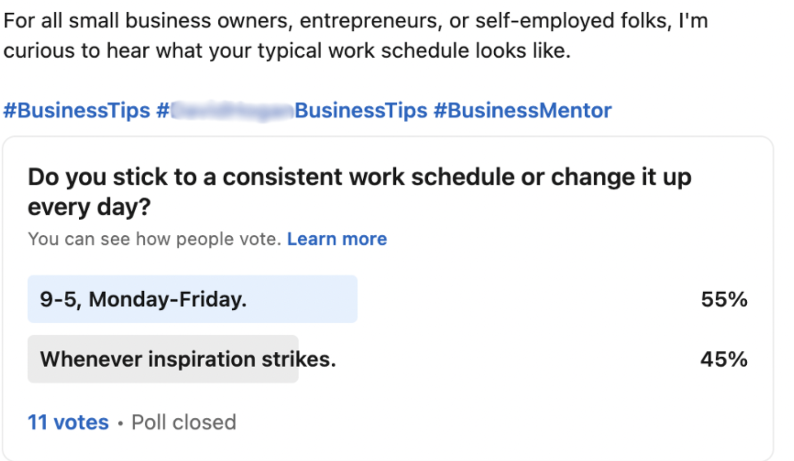 Business Coach &amp; Mentor's Poll 2