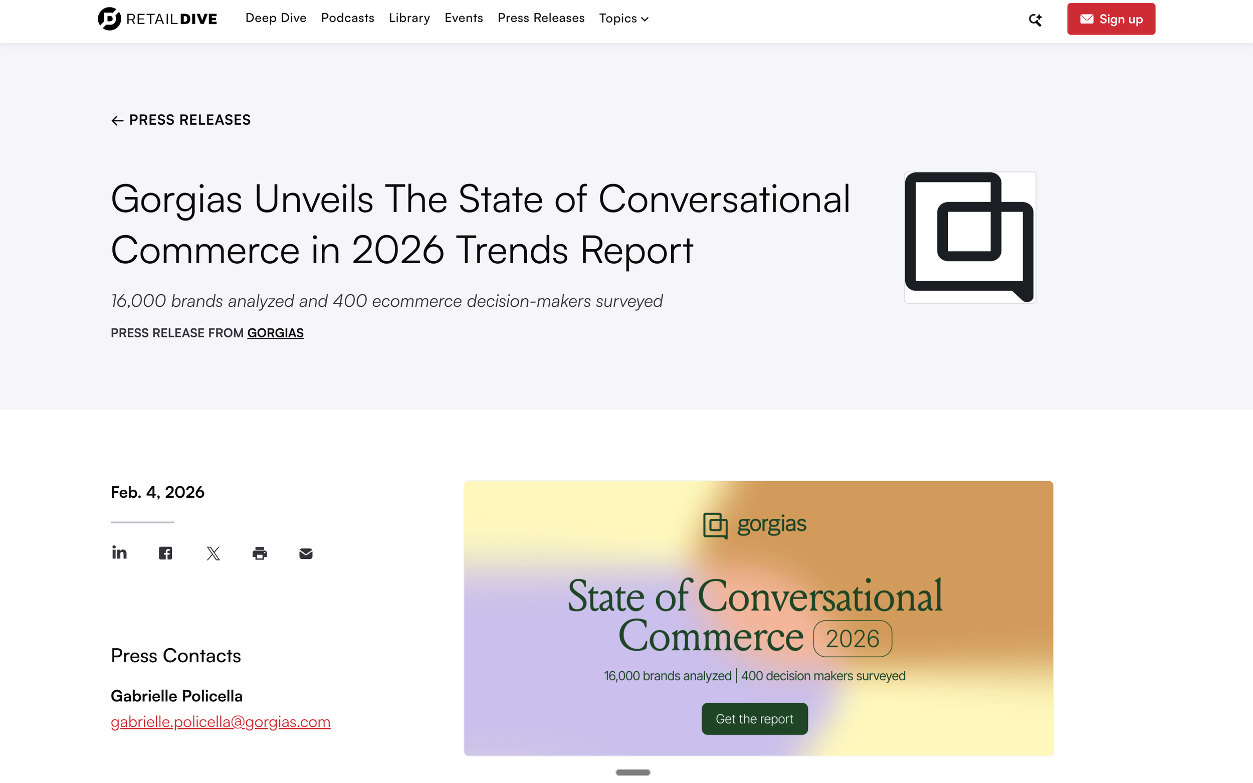Retail Dive: Press Release