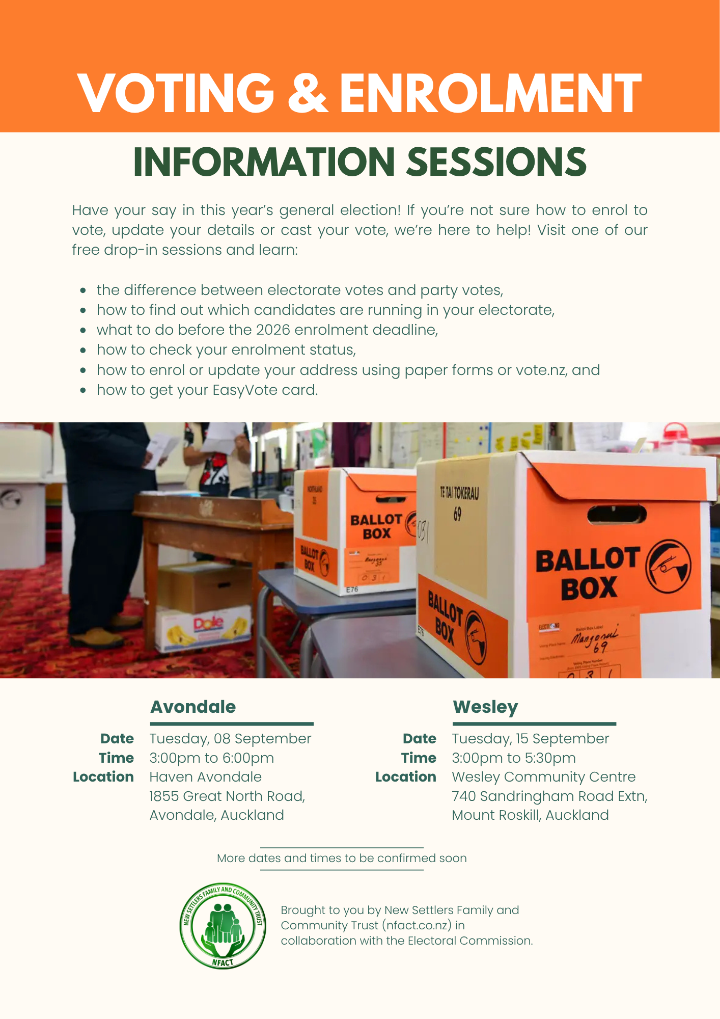 Voting and Enrolment Information Session [Avondale]