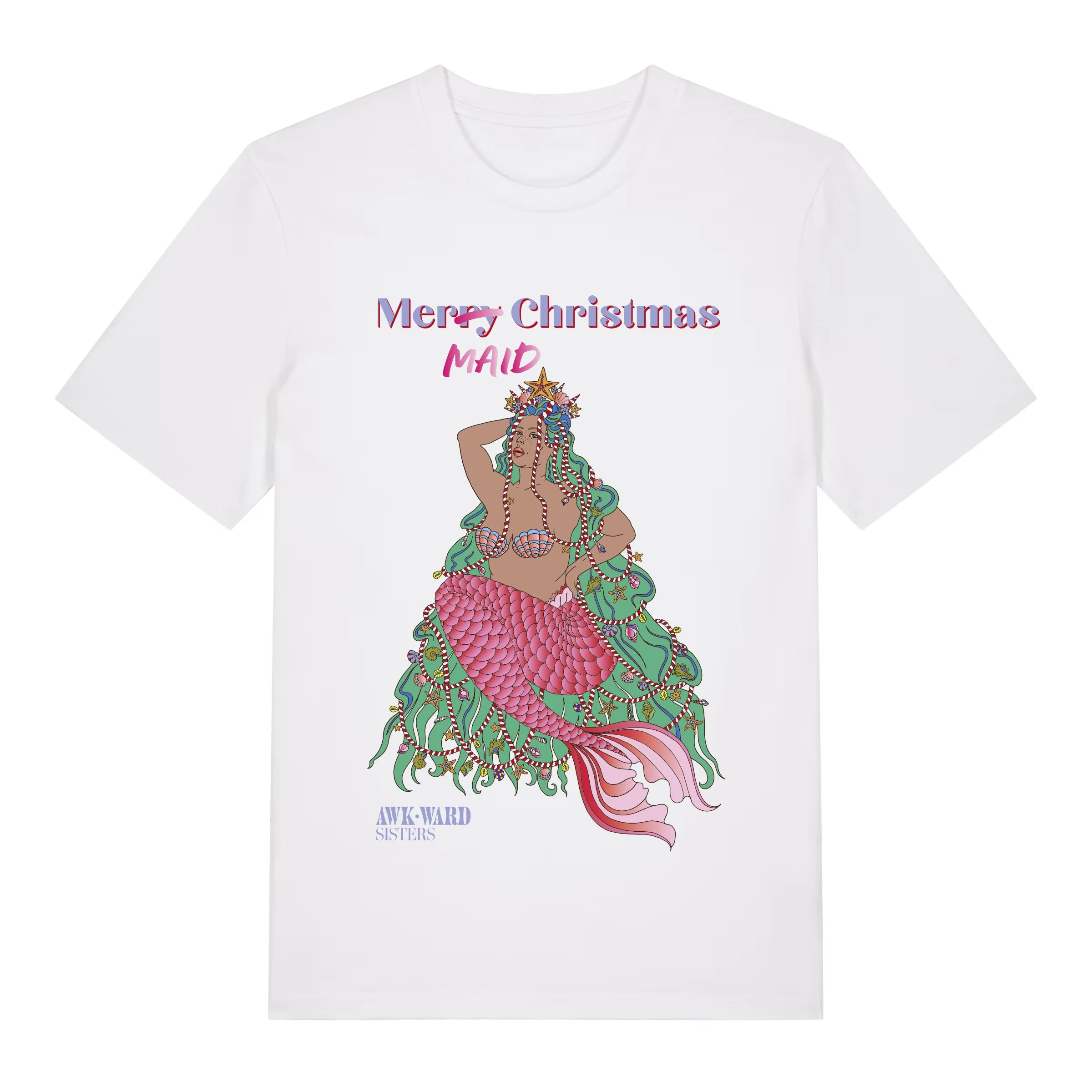 MER(RY)MAID CHRISTMAS T-SHIRT - White