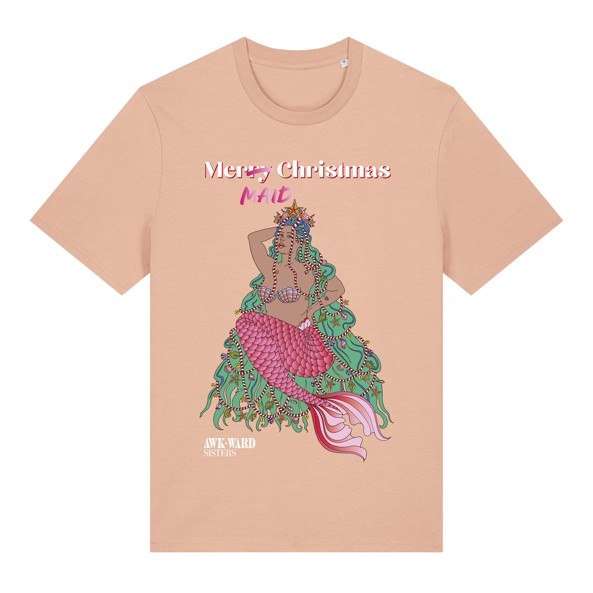 MER(RY)MAID CHRISTMAS T-SHIRT - Peach