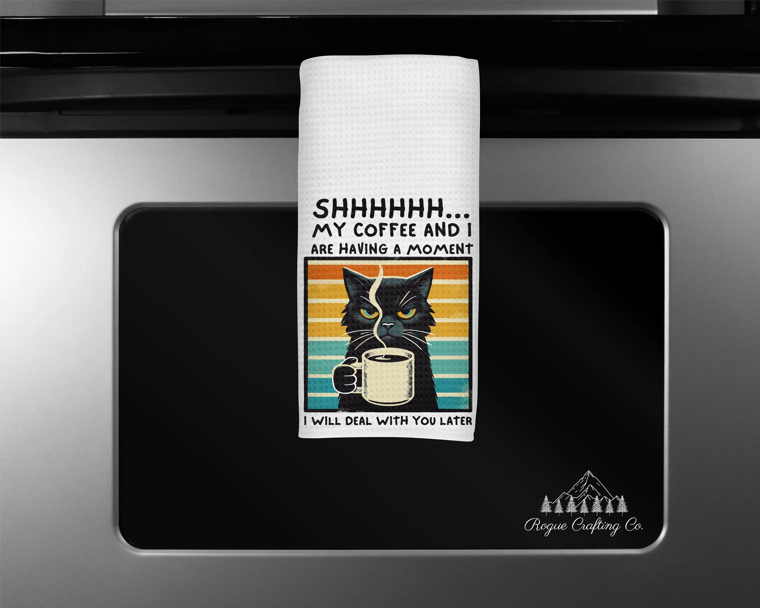 🐈‍⬛ Shhh My Coffee and I Are Having a Moment Waffle-Weave Towel