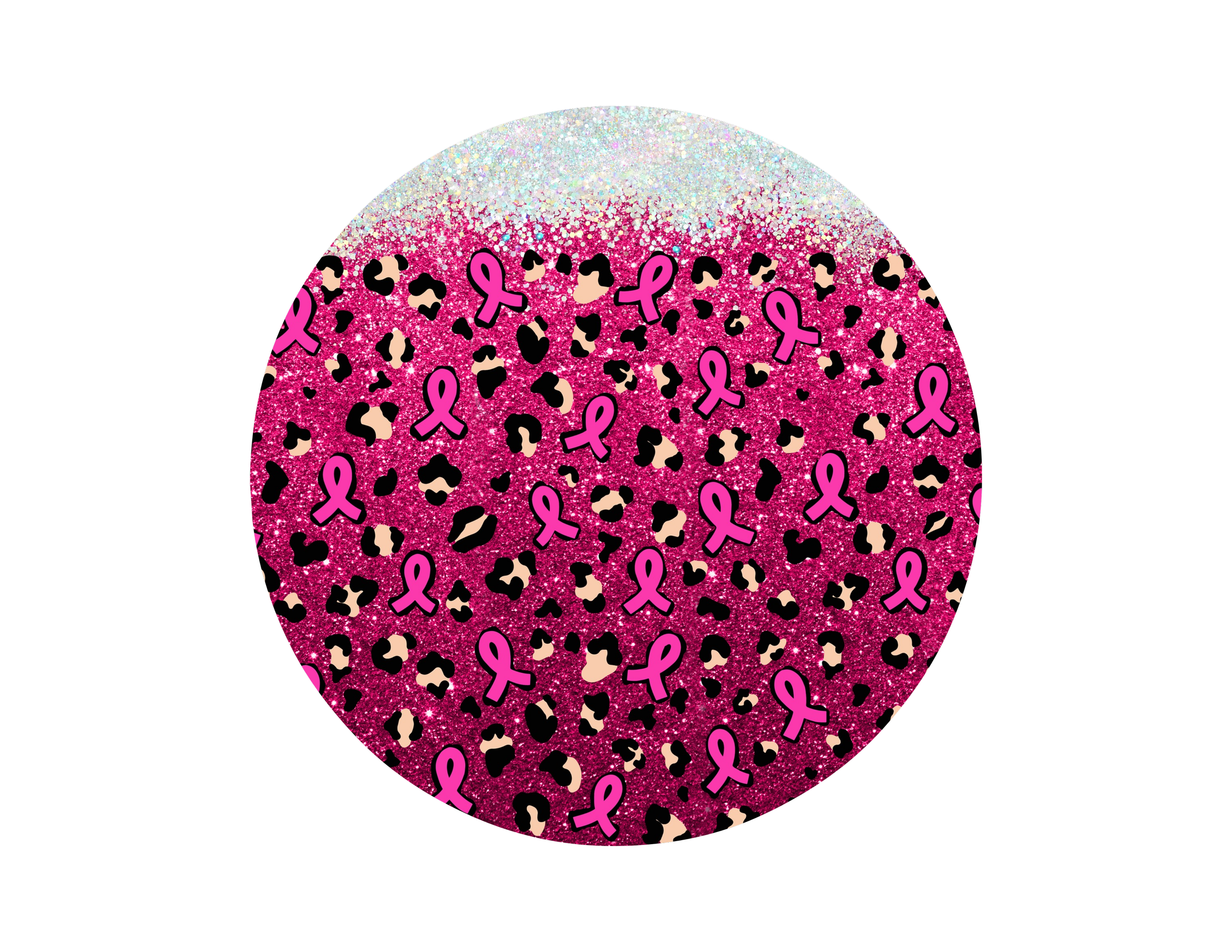 Pink Ribbon Glitter Keychain