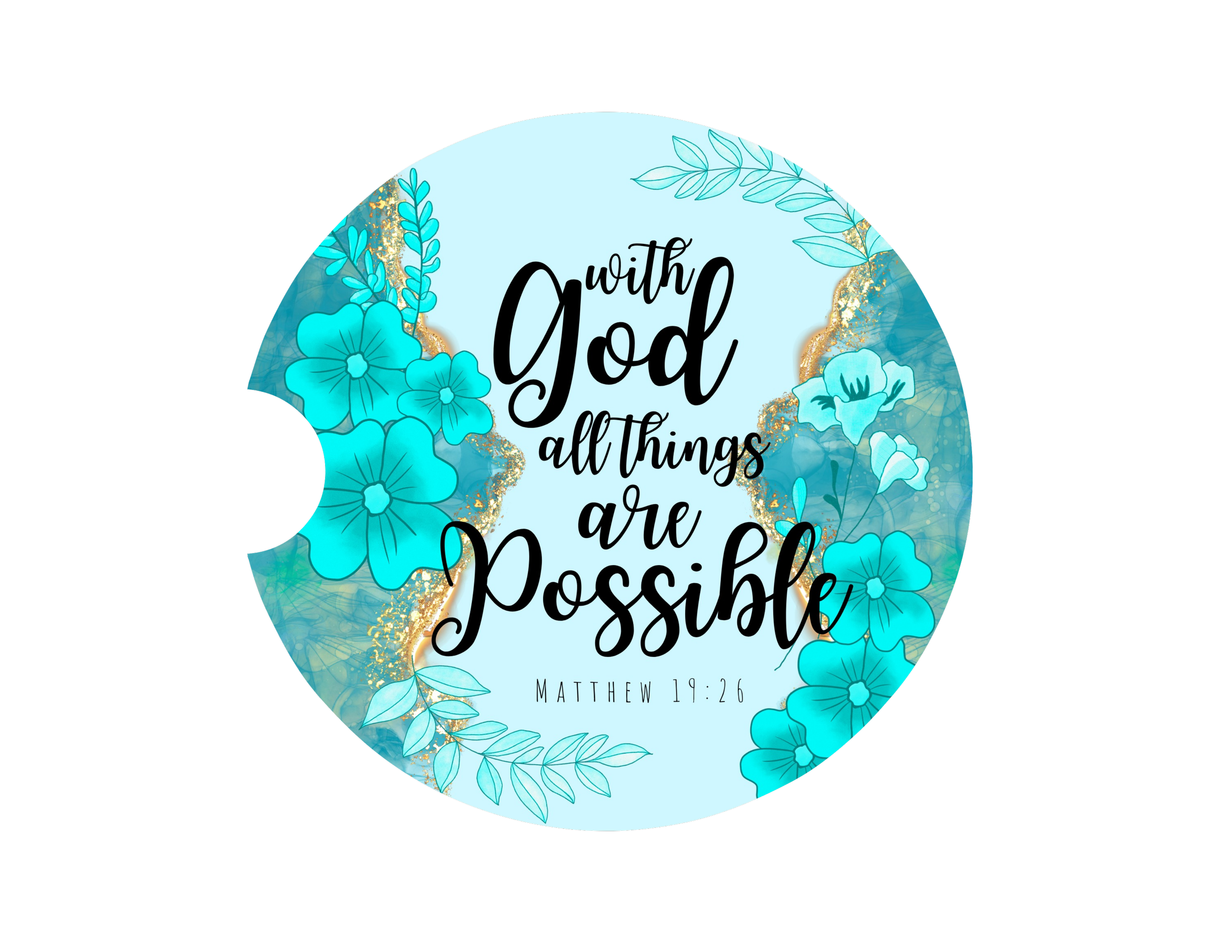 Matthew 19:26 Car Coaster Set