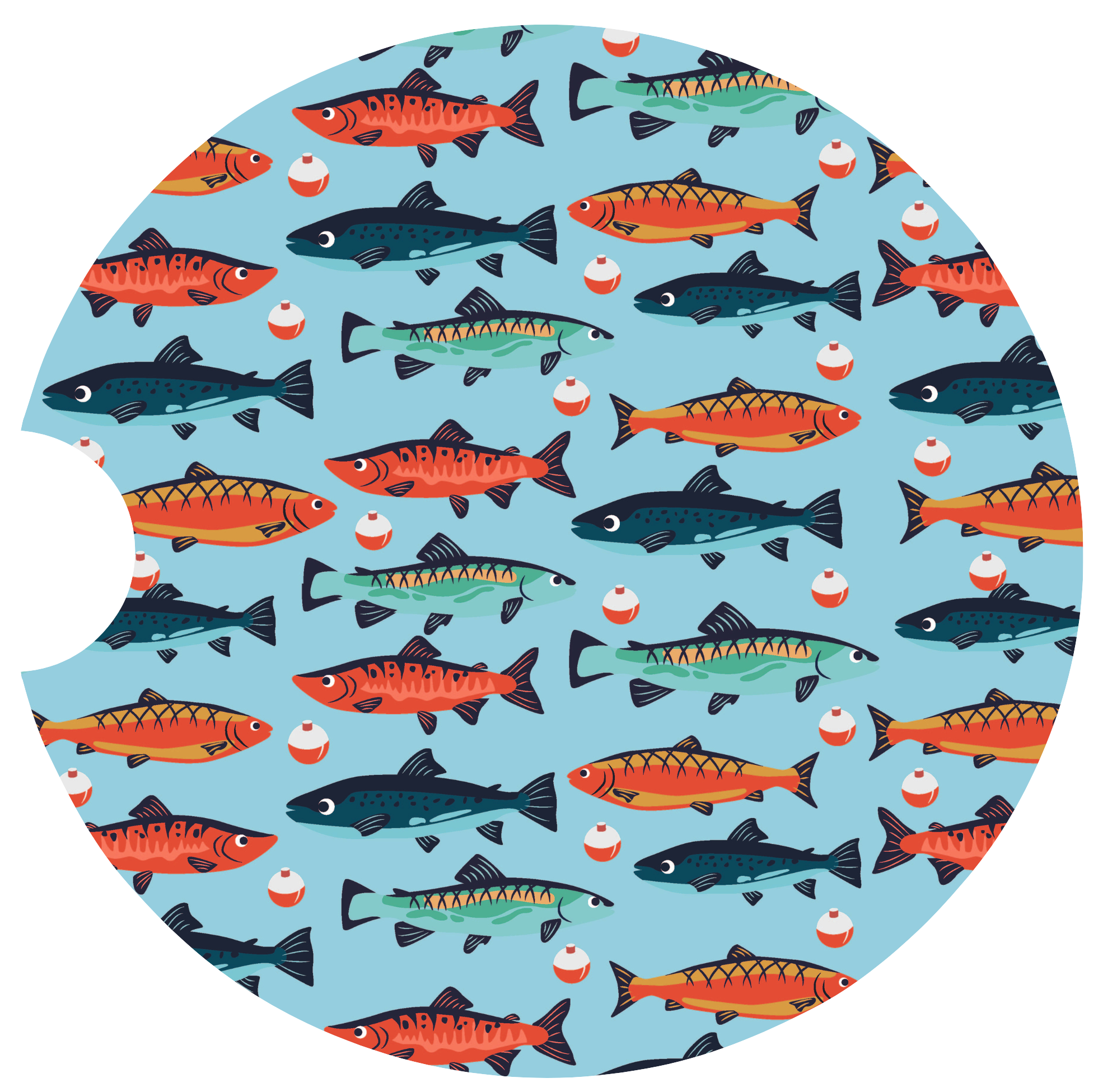 Fish & Bobbers Car Coaster Set