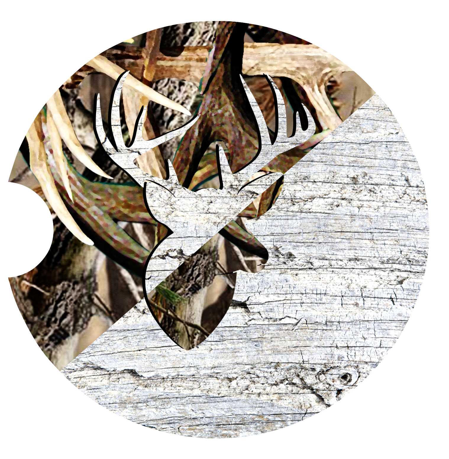 Half Wood Buck Car Coaster Set