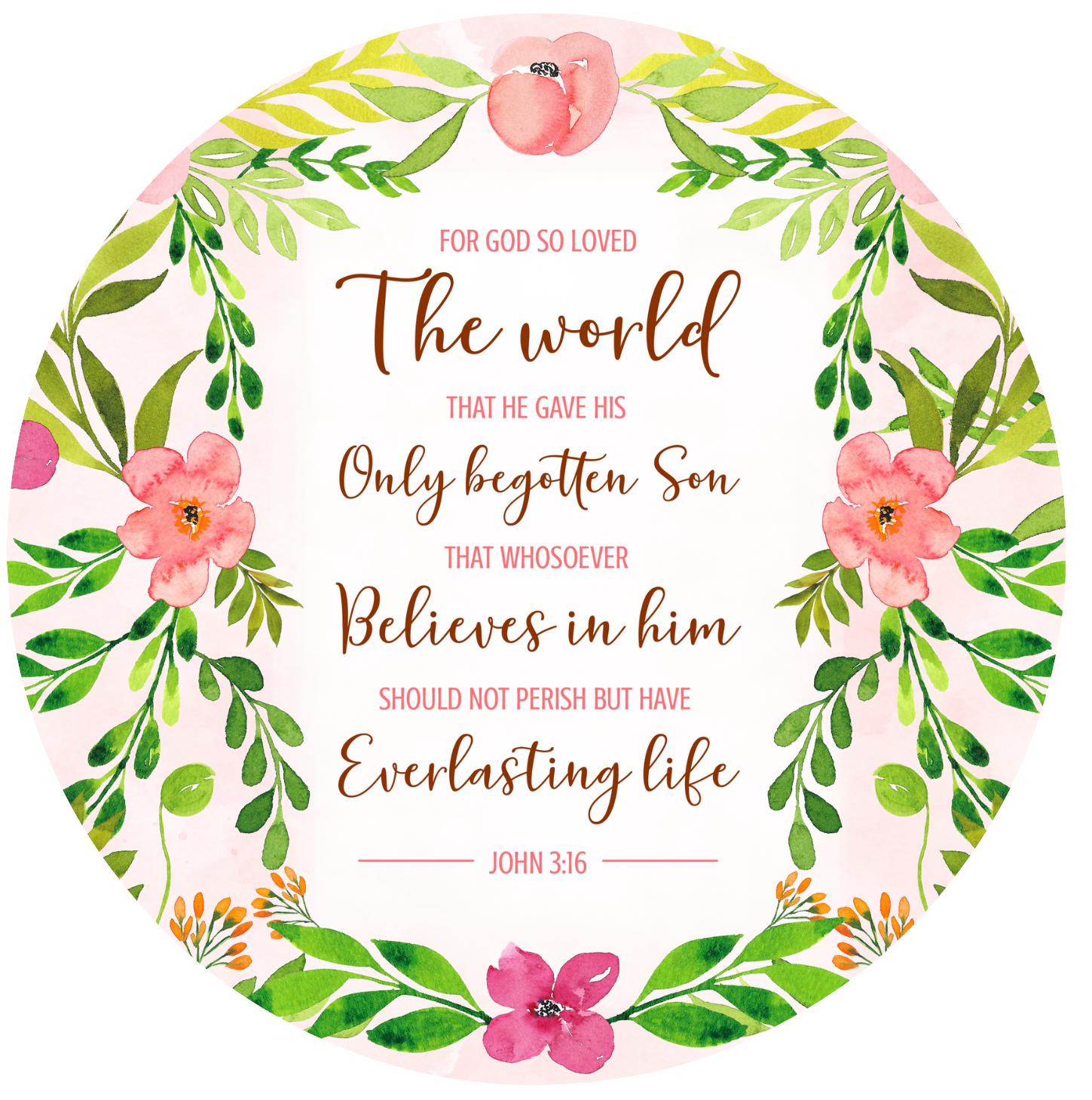 John 3:16 Floral Keychain