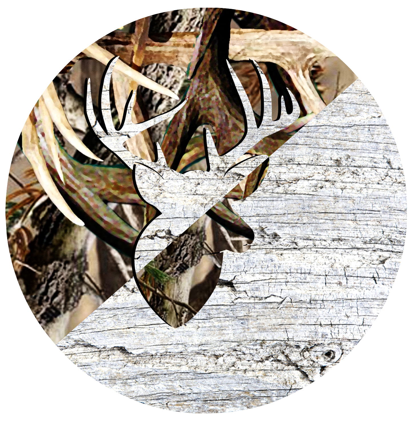 Camo and Wood Buck Keychain