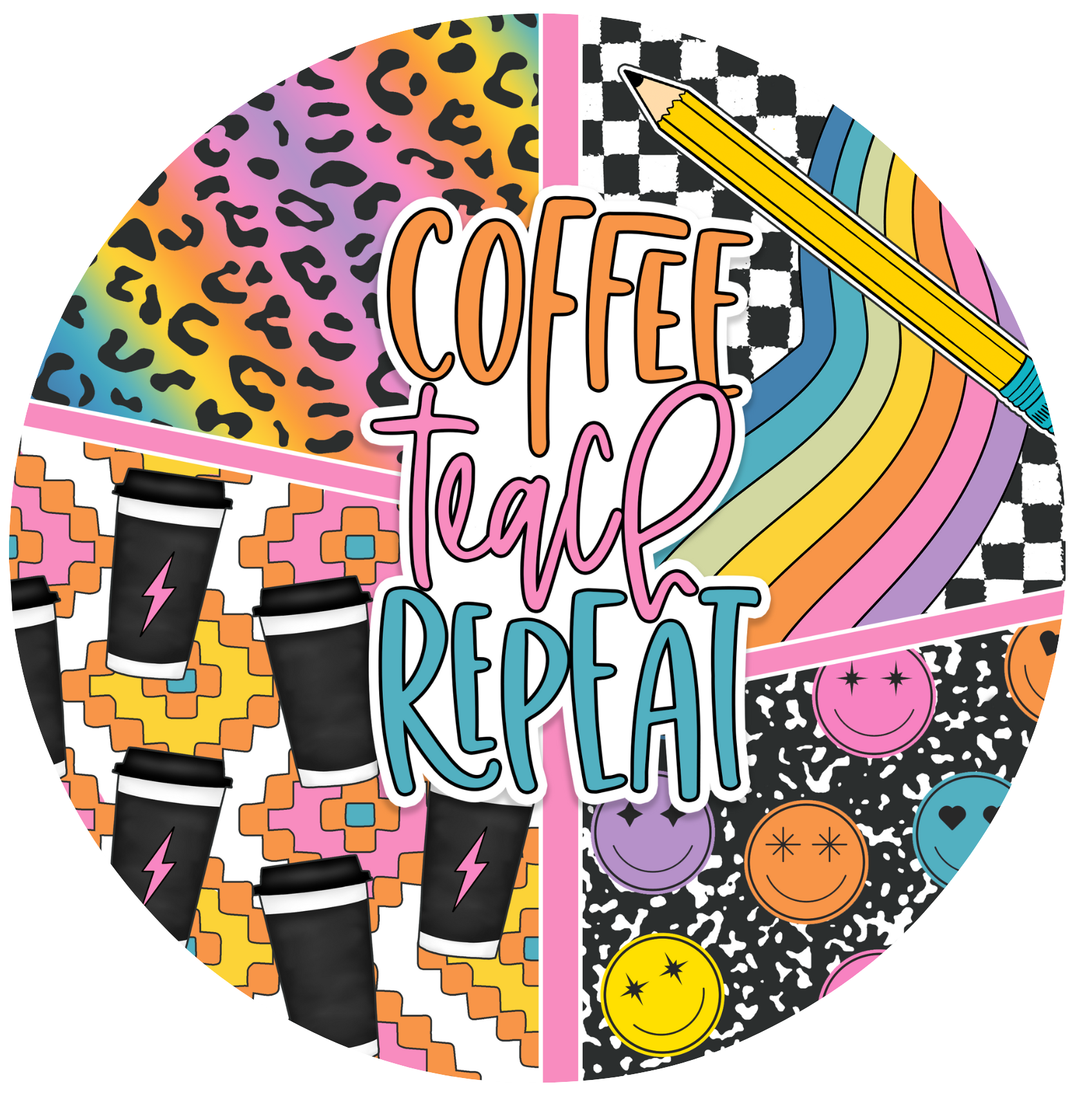 Coffee Teach Repeat Keychain