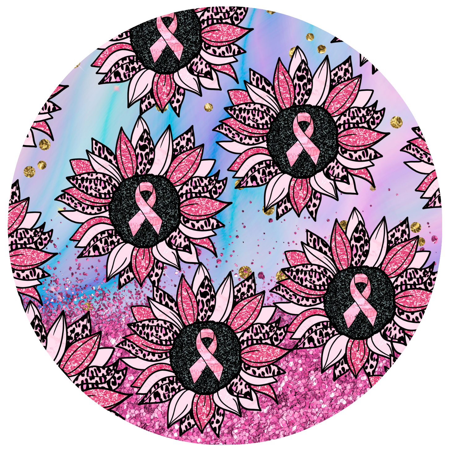 Breast Cancer Awareness Flowers Keychain
