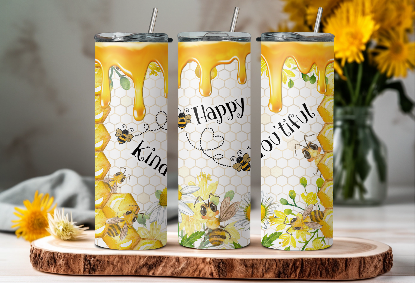 Bee Kind Happy You'tiful Tumbler
